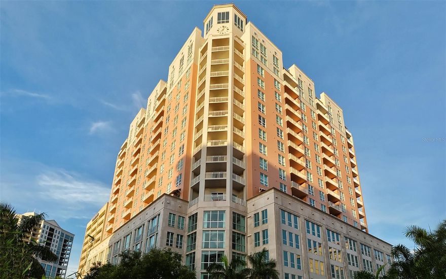 Rarely available penthouse on the 16th floor of sought-after 1350 Main in the heart of Downtown Sarasota! This beautiful 3-bedroom, 3-bath corner residence showcases spectacular Bay and city vistas from every room, upscale finishes and craftsmanship, and a wonderful open floor plan. Upon entry to the great room, you will enjoy the open light-filled room with 10' ceiling (only available on the top 3 floors), exquisite built-in, great space to showcase your personal art collection, and large terrace to relax and enjoy the bay breezes. The updated open-concept kitchen features stainless appliances including a high-end Thermador Professional-style gas range with 6-burner cooktop, 2 electric ovens, large center island, solid wood cabinetry, beautiful stone counters, and walk-in pantry. The split plan design boasts 3 spacious en-suite bedrooms including the primary bedroom with private terrace, custom walk-in closet and updated luxurious en-suite bath. Beautiful, engineered hardwood and ceramic tile floors throughout.  1350 Main is known for its great location, 24-hour concierge and on-site manager, secure entry, pet friendly building, and wonderful amenities including heated resort style pool and spa, recreation deck with gas grill, fire pit, herb garden, fitness center, steam rooms, guest suite, catering kitchen, social and conference/business rooms, electric car charging stations, and water softener/filtration in the entire building. The premier Downtown Sarasota address is perfect for proximity to all the cultural venues, art galleries, boutiques, Saturday farmers market, festivals, great restaurants, and proximity to the #1 Siesta Key Beach, Lido, and Longboat Keys.
