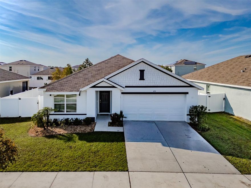 Welcome to 476 Calico Scallop Street, a 3-bedroom, 2-bath, 2-car garage home built in 2021 located in the desirable Shell Cove community in Ruskin. This one-story 1,676 sq ft home brings together modern efficiency, open-concept living, and a private tropical-style backyard retreat — all with PAID-OFF SOLAR PANELS and Generac battery backup included at closing.

Featuring large tile flooring throughout the main living areas and carpeted bedrooms, the interior is bright, open, and well maintained. The kitchen overlooks the living room and includes a huge center island, granite countertops, stainless steel appliances, and solid wood cabinetry, making it perfect for everyday function and entertaining. The split floorplan ensures privacy, with the primary bedroom positioned at the rear of the home featuring views of the backyard oasis, a walk-in closet, and an ensuite bath with dual sinks.

The backyard is a standout feature — professionally designed to feel like your own tropical sanctuary, with:
? Custom koi-style pond with lily pads and waterfall
? Mature bamboo and tropical landscaping for privacy
? Expansive paver patio for outdoor dining and relaxation
? Vinyl privacy fencing already installed

The seller will pay off the solar system and battery backup at closing, offering thousands in annual energy savings, very low electric bills, and added peace of mind for power reliability.

Located close to US-41, I-75, marinas, beaches, schools, shopping and dining, Shell Cove also offers resort-style amenities, including a community pool, fitness center, playground, dog park, and clubhouse.