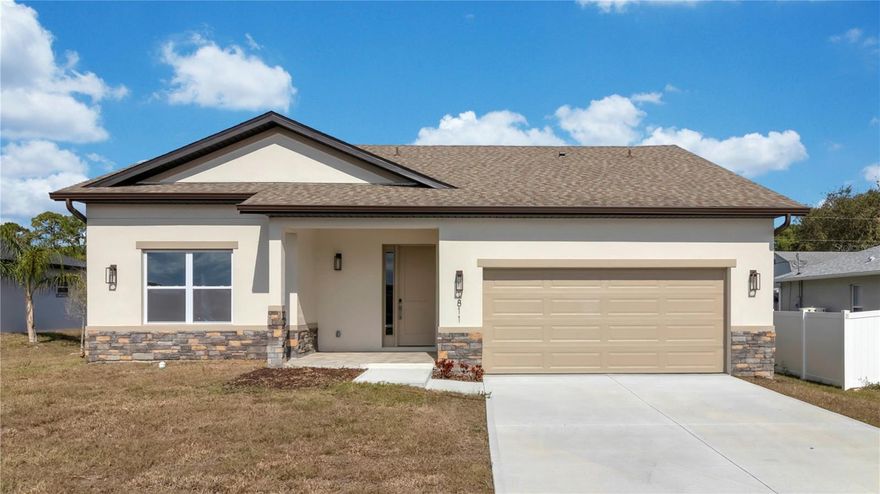 Welcome to 1811 Missouri Rd NW, a stunning brand-new construction home in Palm Bay offering 3 bedrooms, 2.5 bathrooms, a dedicated den, and 2,244 SF of heated living space. This modern, move-in-ready residence combines high-end finishes with durable CMU construction, impact-resistant windows and doors, an insulated, impact-resistant garage door, and energy-efficient features, including R-30 attic insulation, R-4.1 walls, and an architectural shingle roof. Inside, you’ll find beautiful tile flooring throughout, soaring tray ceilings, an open great room and dining area, and a chef’s kitchen featuring 42" custom cabinets, quartz countertops with a large island, and stainless steel appliances. The spacious primary suite includes a spa-style bath with dual sinks and a generous walk-in closet. Additional highlights include a 176 SF covered lanai overlooking a private backyard, an oversized 2-car garage, a 40-gallon water heater, a potable well with a treatment system, an aerobic septic system, electronic entry locks, and no HOA. With a total building area of 2,973 SF, this beautifully designed home offers seamless indoor/outdoor living and is perfectly located in a quiet neighborhood minutes from shopping, dining, and the Space Coast beaches. Don’t miss your opportunity to be the first to call this exceptional new construction home yours. Schedule a private showing today!