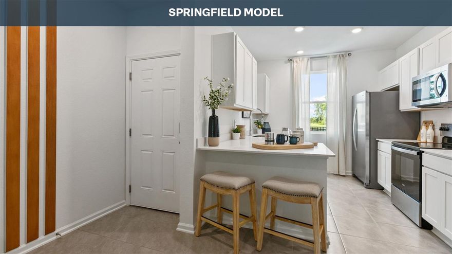 Under Construction. The Springfield townhome is a thoughtfully designed floor plan that offers a surprising amount of space and comfort within approximately 1,308 square feet. With three bedrooms and 2.5 bathrooms, this inviting two-story home is ideal for homeowners seeking a functional layout that still feels open and bright. The main level features a seamless flow between the kitchen and living area, creating a welcoming environment for both relaxing and entertaining. 


The kitchen is designed with ample counter space and storage, making meal preparation easy while staying connected to family and guests in the adjacent living room. Sliding glass doors bring in generous natural light, filling the home with warmth and enhancing the open feel of the living spaces throughout the day. 


Upstairs, the primary suite provides a peaceful retreat, complete with a spacious walk-in closet and a well-appointed bathroom with a large vanity. Two additional bedrooms offer flexibility for guests, children, or a dedicated home office. Built with energy-efficient features and modern construction standards, the Springfield delivers long-term value and everyday comfort in desirable new home communities across North Florida, making it an excellent choice for today’s buyers.