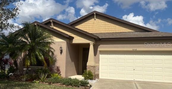 Harrison Ranch is great for living near shopping, hospitals and schools. This beautiful home offers three spacious bedrooms with carpet, an open floor plan living room and dining room combo. There is tile in the heavy traffic areas. Owner is willing to lease if buyer willing to purchase currently furnished property (art is not included). Additional amenities are included at the Harrison Ranch Clubhouse. Inside the clubhouse there is a beautiful Olympic heated pool, 24-hour gym and more. Outside the club there is a playground, tennis court, a 5+ mile nature trail, areas for picnics and other sports activities. access with a personal entry card. There is no CDD to worry about. Parrish is centrally located minutes away from beach activity in the tri-city areas Bradenton, Memphis and Palmetto Florida which makes this home an easy commute to surrounding areas. Future homeowners come over and enjoy the cool breeze from the cute pond in the rear of the home.