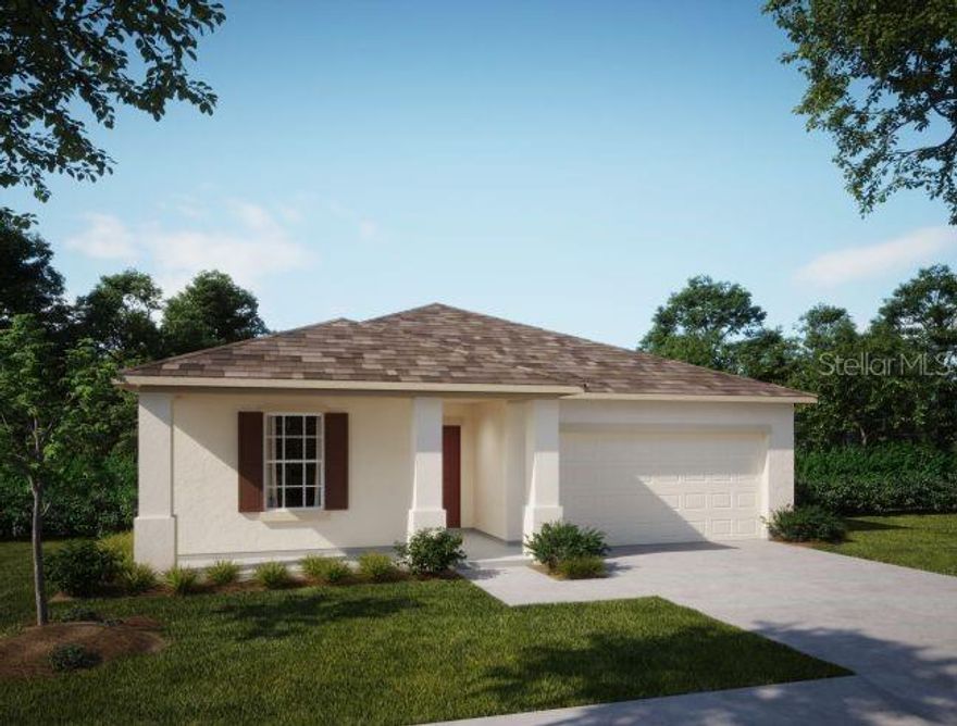 Pre-Construction. To be built. Experience the Magnolia plan in Woodland Ranch, a vibrant new community featuring a resort style swimming pool with cabana, play lawn for recreation, sidewalks, and a pet friendly atmosphere. Ideally located just 1.8 miles from East Central Park, 5 miles from US 27 in Dundee, and only 10 miles from downtown Winter Haven, this location provides convenient access to shopping, dining, recreation, and everyday essentials while surrounded by natural beauty.

This thoughtfully designed single level home combines style and functionality with a layout that makes everyday living feel effortless. A welcoming covered front porch leads inside to an open and inviting interior filled with natural light. The kitchen is the centerpiece of the home, showcasing granite countertops, a large center island, and a full line of stainless steel appliances including an ENERGY STAR side by side refrigerator. Ceramic tile flooring enhances the main living areas, while plush carpeting in the bedrooms adds warmth and comfort.

The owner’s suite is a private retreat featuring dual vanities, a tiled walk in shower, and a spacious walk in closet. Three additional bedrooms provide flexibility for guests, hobbies, or workspace, and share a full bath with a tiled tub and shower combination. A centrally located laundry and mudroom connects to the spacious two car garage for added convenience.

Outdoor living is just as enjoyable with a spacious backyard, lush landscaping, and a front irrigation system that keeps everything looking its best year round. Smart home features include a Ring Video Doorbell, Smart Thermostat, Keyless Entry Smart Door Lock, and a base security system for modern convenience and peace of mind. Architectural shingles and a full builder warranty add lasting value and confidence.

Discover the comfort, quality, and lifestyle that make this Magnolia plan in Woodland Ranch an exceptional place to call home.