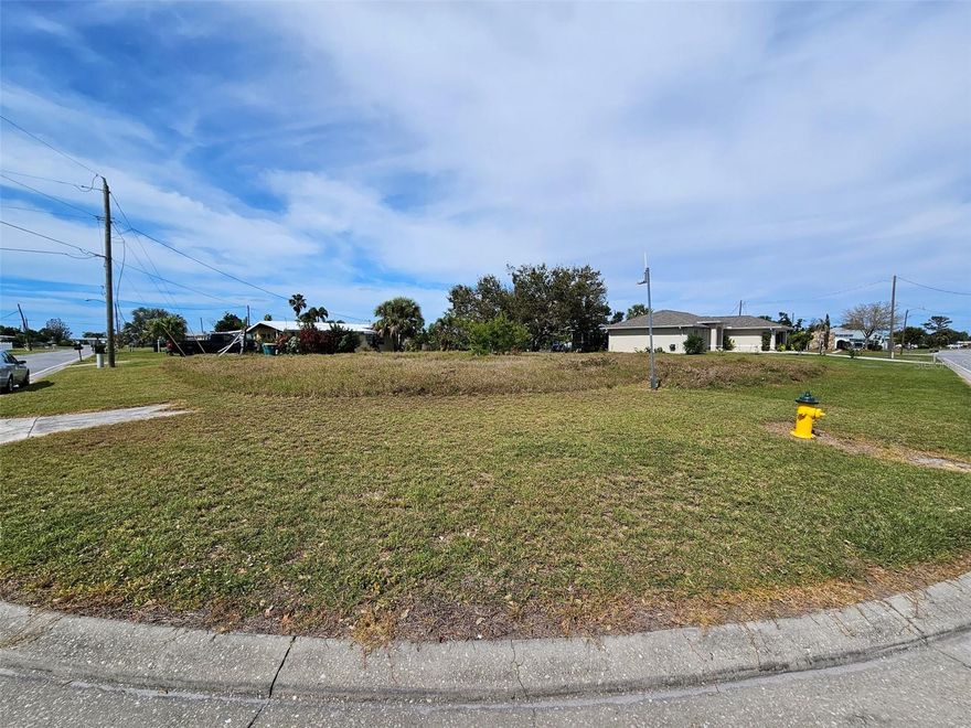 Corner lot in a residential area. Lot is cleared and ready to build your dream home. Not far from Rt 41 and shopping and centrally located in Port Charlotte.