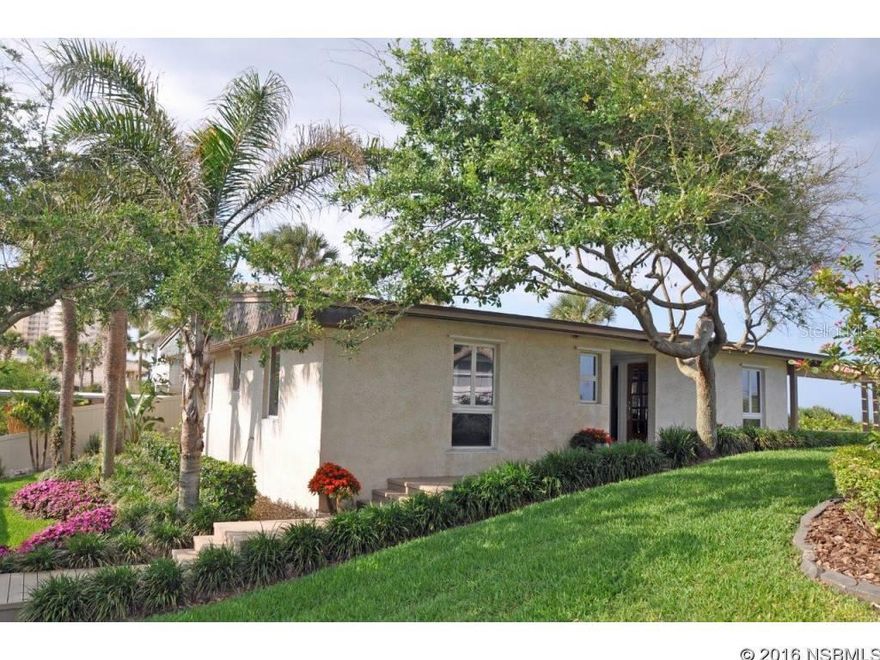 Extremely private architecturally designed oceanfront home on North Beach on over Â¾ acre.  Featuring lots of glass & copper with tile & terrazzo floors.  Office can be converted into 3rd bdrm.  There are 2 baths + outdoor shower.  Fabulous kitchen & dining room, huge laundry/pantry, detached garage.    Amazing use of space & flow with lots of closet/storage areas.  Enjoy outdoor dining & relaxing on both covered & uncovered extensive, multi-tiered decks with lots of beautiful landscaping & lighting. ;Water: City