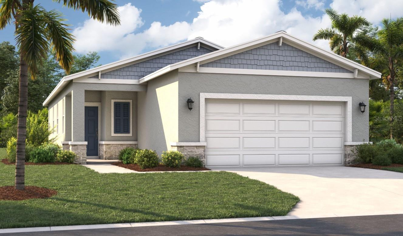 One or more photo(s) has been virtually staged. Under Construction. Immerse yourself in the unique charm of Watermark, where modern living meets natural beauty. Our homes are thoughtfully designed with functional layouts, designer-inspired features, and open-concept floor plans to suit your diverse needs. The neighborhood's location is incredible. Nearby parks like Manatee Cove Park, Fay Lake Wilderness Park, and Cocoa Riverfront Park offer natural wonders. Watermark is conveniently close to major highways (I-95, FL 528, and US-1), providing easy access to Orlando International Airport, downtown Orlando, and Walt Disney World Resort. Stay closer to home with Watermark's pool and cabana to relax and enjoy the Florida sunshine. Plus, you'll also be just 15 minutes from Port Canaveral and the Kennedy Space Center. To top it all off, the beach is less than 20 minutes away! Discover the perfect blend of modern living and coastal lifestyle at Watermark.
The Bellinger provides the space you need to relax and truly feel at home with three bedrooms, ample storage, and an open floor plan designed for your busy lifestyle. Upon entering the foyer, a hallway to your right leads to two guest bedrooms, a shared hall bath, and a convenient laundry room. Continue into the heart of the home and you'll find a spacious kitchen with a large walk-in pantry and center island providing plenty of storage and food prep space. There's an adjoining dining area perfect for casual dining, and the living room, located front and center of the kitchen, is the ideal space for entertaining. Your favorite feature of this new home is sure to be the primary suite conveniently located at the rear of the home for privacy and comfort. The attached bathroom features dual sinks, a water closet, and a large walk-in closet. This single-family home truly has everything you need in your dream home.