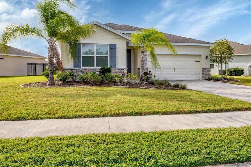 Yearly Rental & Turn-Key - 3-bedroom, 2 bath home in the gated maintenance-free community of Palisades. This open split-floor plan home features stainless steel appliances, granite countertops, a walk-in pantry, shaker cabinets, ceiling fans throughout, a screened-in lanai, epoxy garage floors, garage storage racks, and an iron fence backyard. The primary bedroom has 2 walk-in closets, views of the water, and an ensuite bath with dual sinks and a shower stall. Oversized lot with tons of space between neighbors. The community features an amenity center with a workout room and a large pool area. Centrally located in the heart of Lakewood Ranch, you'll be conveniently located near Manatee Tech East Campus & Lecom, UTC shopping center, Waterside, Sarasota International Airport, and top-rated beaches.
