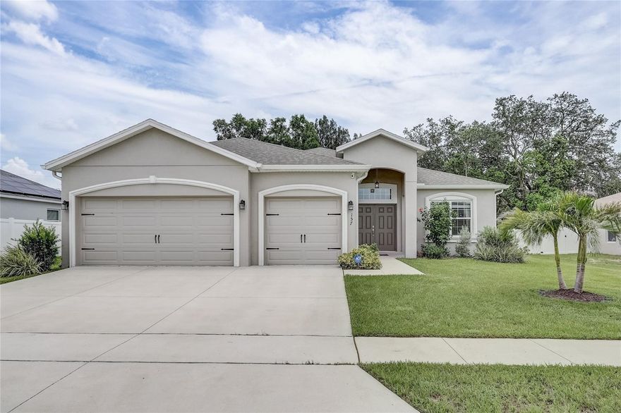 WOW! Move in ready!!  NO CDD’s and HOA is $67.00 a month!  This stunning home offers the perfect combination of comfort, style with an open floorplan,  with 4 Bedrooms, 3 Full bathrooms, and a host of desirable features, this home is an absolute gem.  Stylish and low maintenance wood vinyl plank flooring throughout the gathering room, dining room, den, laundry room, and bathrooms, Mohawk stain-resistant carpet in the additional bedrooms, and tile in the owner’s suite bedroom.  Prewire for ceiling fan and cable in the gathering room and bedrooms,  The owner’s suite has an elegant tray ceiling, large walk-in closet, and soaker tub bath including tiled shower with glass enclosure, dual vanities, linen closet, and private toilet closet.   The spacious interior boast a screened- in patio, allowing you to enjoy the beautiful Florida weather year-round. Formal and casual dining spaces,    The kitchen is a chef’s delight, equipped with  SAMSUNG stainless steel appliances, over-the range- microwave, quiet operation dishwasher, pull-down kitchen faucet, Large breakfast bar, LED recessed lightening in kitchen and gathering area, and  kitchen pantry!   you’ll notice the 3 car garage, with professionally installed epoxy floor finish, the drive way ensures plenty of parking space for vehicles and provides convenient access to the home, you’ll notice the fenced in yard providing both privacy and security, along with gate access on both sides for convenient entry and exit. Lawn irrigation system, as well as gutters, built-in pest control. Conveniently located to shopping at Posner Park,  Advent Health hospital, major theme parks, Highways, Restaurants.  Schedule a personal tour of this gorgeous home and community today!