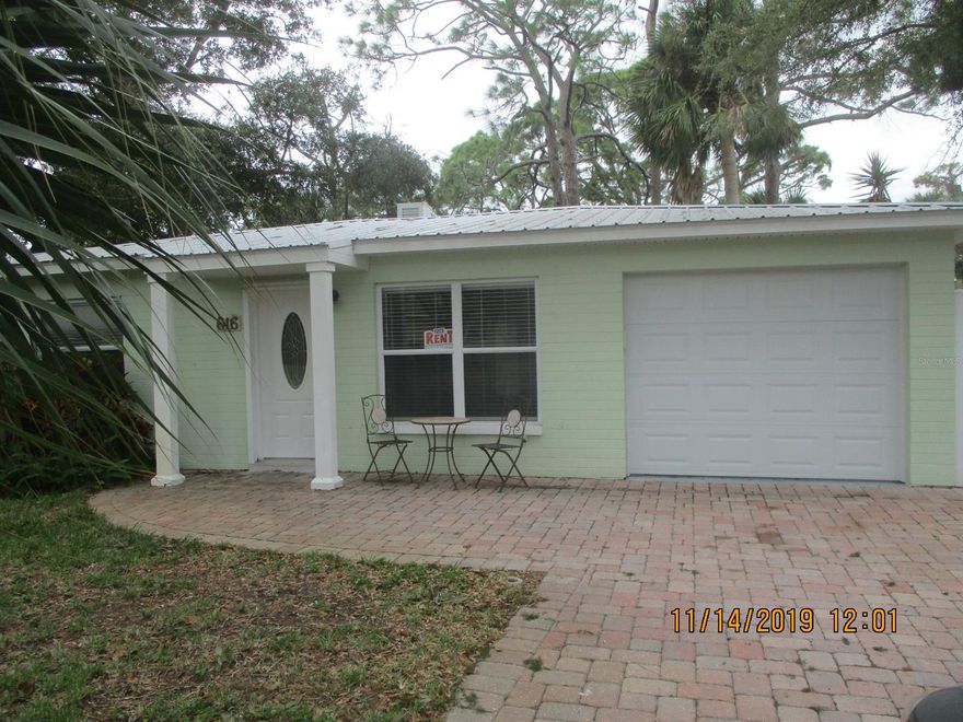 Looking for a beach bungalow?  
This little beauty is in a quiet neighborhood within a few blocks of Flagler.
Has updated kitchen and single bathroom with walk-in shower. 
Back patio faces west inside a lovely backyard, fenced in with a small dock.
Has a garage and washer/dryer.
Tenant will care for lawn and garden.