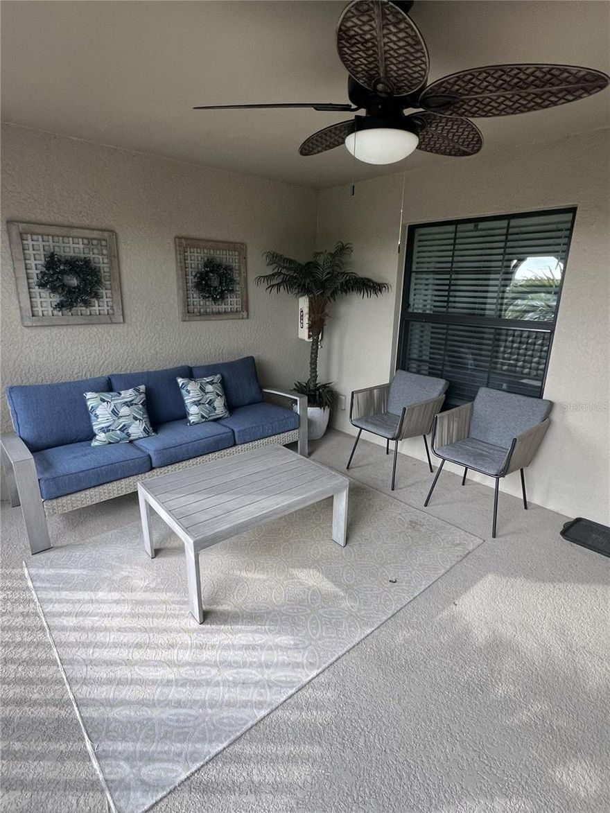 This 2-bedroom, 2 full baths plus den upper veranda includes a one-car garage, front and back screened lanais, and everything you need to feel right at home. Golf during the day and watch the sunsets from your lanai overlooking Piper 10th hole and the driving range. This unit is available for monthly rentals or annual beginning May 2026 in Lakewood National, this turnkey Veranda condo. Your stay includes a golf membership to Lakewood National Golf Club, on 2 Arnold Palmer–designed championship courses that has quickly become a premier destination for golfers. Residents also enjoy world-class amenities such as a grand clubhouse, state-of-the-art fitness center, lighted clay tennis courts, 4 pickleball courts, bocce ball, resort-style pools with poolside dining, a satellite pool near the unit, a full-service spa, and a calendar full of social activities. This veranda is over 1300 sq feet, beautifully decorated and fully stocked, just bring your suitcase. Whether you’re here to play golf, relax by the pool, or enjoy nearby shopping, dining, arts, and entertainment, Lakewood National offers it all.

This unit is availble May 1, 2026