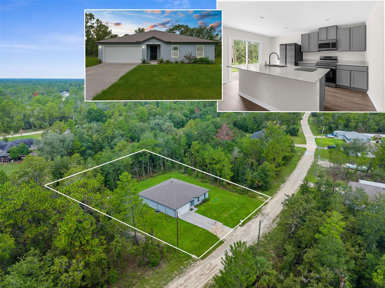 Almost BRAND NEW HOME!! Built in 2025!! 4 bedrooms + 2 bathrooms + 2 car garage + NO REAR NEIGHBORS - Trees left for privacy + OPEN FLOORPLAN + NO HOA!! + NO CDD!! + almost a 1/2 acre of land!! Everything is new in this home!! Buyer purchased the home and then took a better paying job out of state, so has not ever really lived in the home! ROOF 2025! AC 2025! New Stainless Steel Appliances!! Water Heater 2025! Real wood cabinets, Quartz counter tops! Gorgeous Island kitchen!! Master suite with ensuite master bathroom!! Split floor plan for privacy for the master suite!!
Located in growing Royal Highlands!! 25 minutes to sunsets at Pine Island, fishing, boating, kayaking, swimming with the manatees in the springs and the crystal clear rivers!! 1 hour to Tampa International Airport!