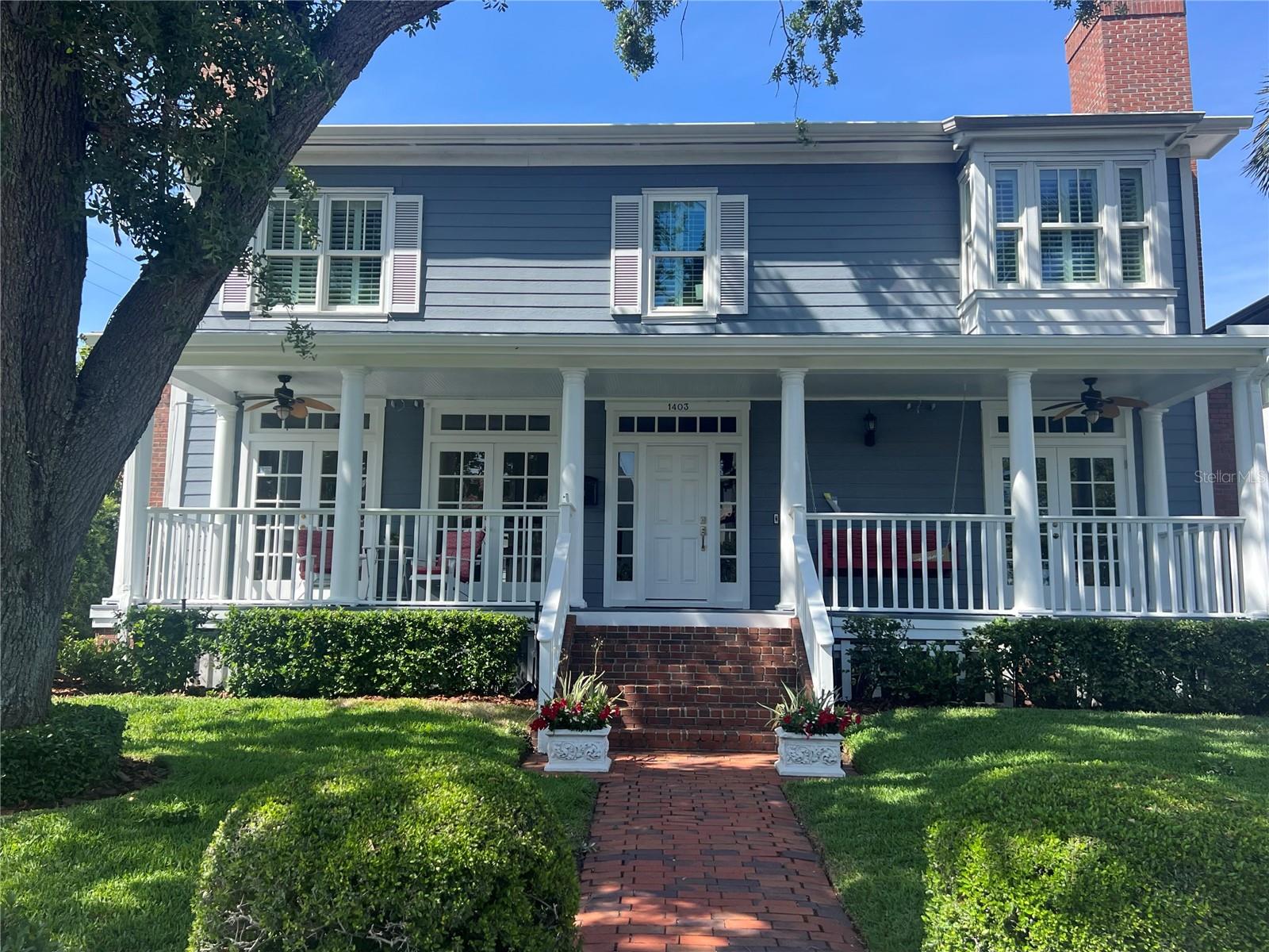 Located in Hyde Park's Golden Triangle this 5 bedroom 3 1/2 bath home boast one of a kind bay views from its front porch. The living area and office, each with their own wood burning fireplace, share these bay views through double French doors also. The dining room can be found between the living room and kitchen. Oak floors run throughout the first floor. The large kitchen has an eat-in area flanked by built-ins and a bay window banquette. A first floor bedroom en-suite has a separate breakfast bar area and connects to the back den. The stairs, second floor gallery and primary suite have oak floors also. Multiple walk-in closets can be found leading to the primary bath, with double vanities, large walk-in shower and tub. Three additional bedrooms and full bath round out this level. A brand new roof was just installed and both AC units are only 2 years old. The home is located in the Hyde Park historic district, but was built in 1991. For ease and comfort there is a home generator for parts of the home. A separate two car garage can be accessed from the alley. Bayshore Blvd. is right out your front door with dining and shopping in Hyde Park Village is just 3 blocks away. Come live the Hyde park life style.
