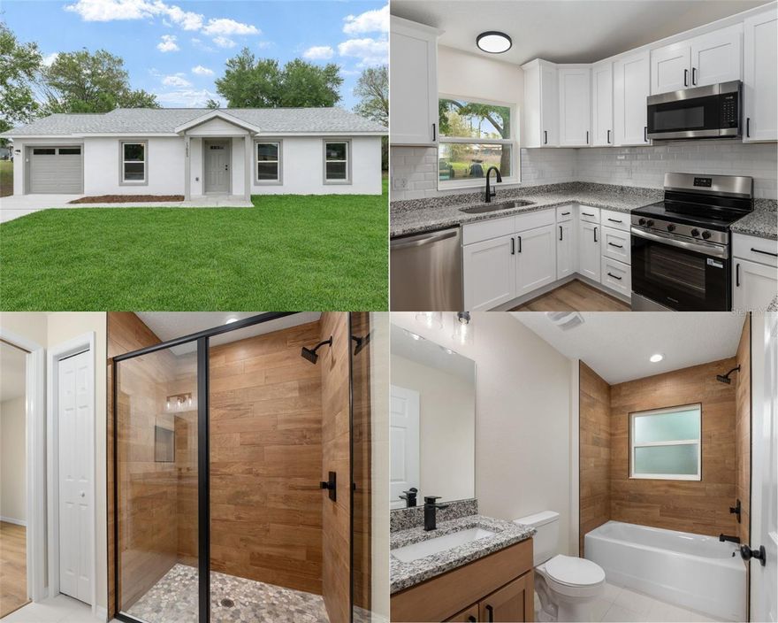 One or more photo(s) has been virtually staged. Brand-new 3BR/2BA home offering 1,019 sq ft of efficient living—perfect for first-time buyers or investors. Built with durable block construction and designed for low maintenance and long-term value. This is not your average spec home. Come see the difference! Home is FHA, VA and USDA Eligible with possibly no money down. Features include vaulted ceilings, granite countertops in kitchens and bathrooms, LVP 100% waterproof flooring throughout, stainless steel appliances, and a kitchen peninsula with breakfast bar. The guest bath offers a tiled tub surround, while the primary suite features an upgraded tiled walk-in shower. Enjoy no HOA and a community with a lake, walking trail, tennis courts, and handball court. Perfectly situated near the World Equestrian Center, you'll also enjoy close access to shopping, dining, medical centers, rivers, natural springs and state parks. This home is a must see and will not last at this price. Ideal for affordable homeownership or strong rental demand. Schedule your showing today!