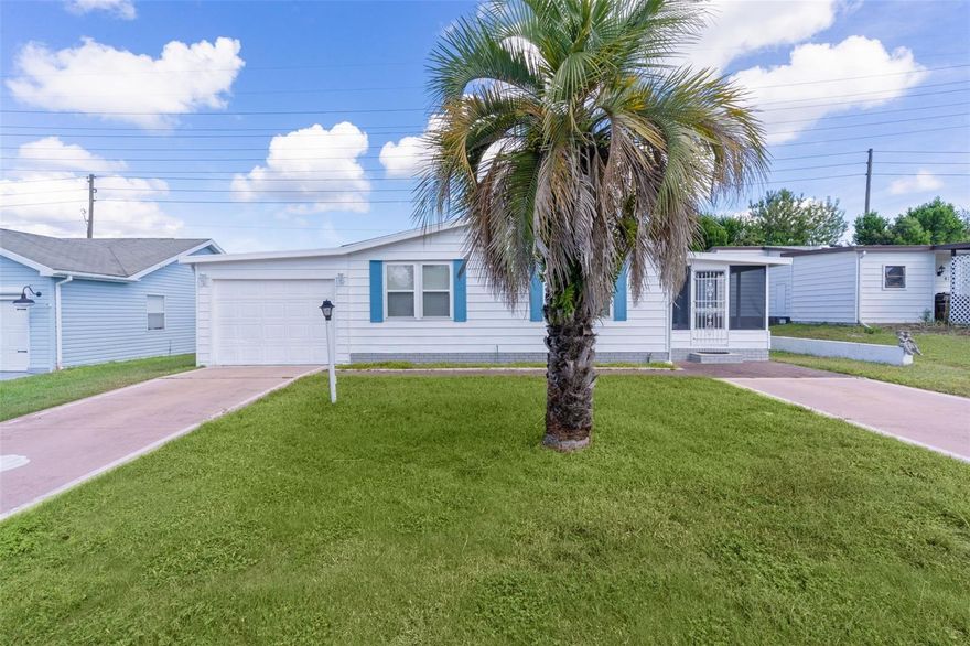 Welcome to Orange Blossom Gardens! This beautiful move in ready, 2 bedroom, 2 bathroom home, with No Bond and no rear neighbors, offers comfort, convenience and privacy. As you arrive, you’ll be greeted with dual driveways, garage and manicured lawn. The decorative painted driveways add a touch of character, while the inviting brick walkway guides you to a generous sized screened in lanai. As you step inside, from your screened lanai or front entrance from the garage, you walk into a bright and cheerful home. With high ceilings, luxury vinyl flooring and ceiling fans with decorative lighting this space creates comfort and ambiance throughout. The chair rail accents throughout add a touch of elegance. The dining area features a built-in buffet, perfected for added storage and serving space. The updated kitchen a true focal point, showcasing crisp white cabinets. stainless steel appliances, and plenty of storage. Both the primary bedroom and guest bedroom are nicely sized. The primary bedroom offers a walk in closet, private ensuite bathroom with lien closet and walk in shower. While living here you get to enjoy the best of indoor and outdoor living with two spacious screened lanai’s on the side and an open patio in the rear. This home includes a one-car garage, room for a car and golf cart, with a painted floor for a clean, finished look, along with a convent laundry area. Living in Orange Blossom Gardens mean enjoying one of the of the original Villages® communities, full of charm and history. This 55+ deed-restricted neighborhood offers a welcoming atmosphere with community recreation centers, swimming pools, and plenty of indoor or outdoor activities to keep you doing! Conveniently located near shopping, dinning, golf courses, and Spanish Springs Town Square, you’re just a golf cart ride away to enjoy The Villages® lifestyle. With a mix of affordable homes and friendly neighbors, Orange Blossom Gardens is the perfect place to live.