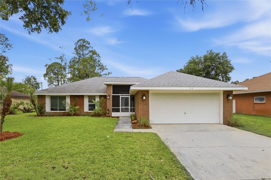Welcome to this beautifully maintained 4-bedroom, 2-bath brick home featuring an in-ground pool, hot tub, wood-burning fireplace, and a large screened porch overlooking a fully fenced backyard. Freshly painted inside and out, this home is move-in ready and offers the perfect combination of comfort, style, and convenience. NO HOA!

Step inside to find vaulted ceilings throughout the main living areas, engineered laminated hardwood flooring in all living spaces, and a warm, inviting wood-burning fireplace — perfect for cozy evenings at home. The bright, open floor plan is ideal for everyday living and entertaining. The light and inviting kitchen features newer stainless steel appliances, a breakfast bar, and a cozy breakfast nook.

The spacious primary suite offers a luxurious bathroom with double vanities, a garden tub, separate walk-in shower, private water closet, and a large walk-in closet. The split-bedroom layout provides privacy, with generously sized guest bedrooms and brand-new carpeting. The 4th bedroom, currently used as an office, features hardwood floors and includes a closet, making it a true bedroom or perfect work-from-home space.

Enjoy Florida living at its best with a large screened porch, relaxing hot tub, sparkling in-ground pool, and fully fenced backyard. Additional updates include a 2017 roof, new windows installed in 2021, and an A/C system from 2014.

Amazing location close to shopping, dining, beautiful beaches, miles of hiking and biking trails, and the new AdventHealth hospital. This home is a rare find and is ready for a quick closing!