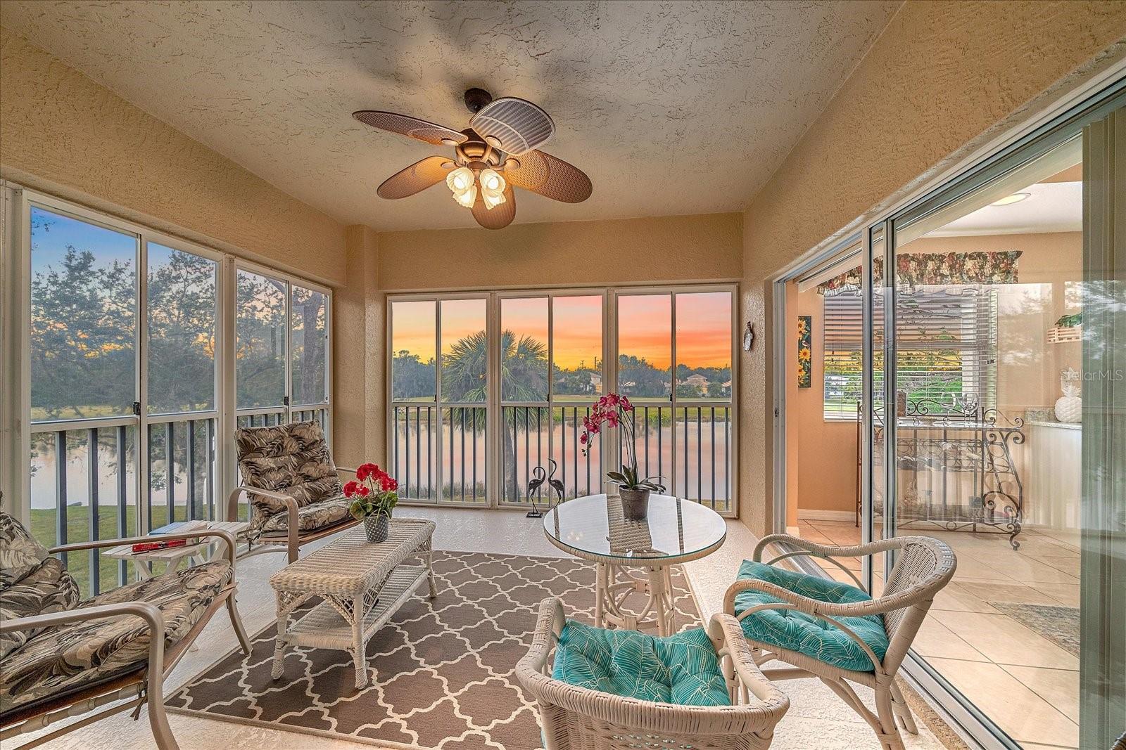LIVE ON VACATION NOW! You do not want to miss this meticulously maintained 3 Bedroom/2 Bath condo with the most SPECTACULAR view of the the lake and golf course! This rarely available "end unit" has lots of windows with natural light and is very open and bright. Start each and every day by enjoying your coffee and the view! Located in the highly sought-after Tara development, this beautifully furnished home offers resort-style living with low HOA fees that include access to a heated community pool and spa, clubhouse, tennis courts, pickleball, and more. Plus, the HOA covers your water/sewer, internet and cable! ***The kitchen was beautifully UPDATED in 2022 with new appliances and quartz countertops! The open floor plan includes a versatile den, perfect for a home office or additional living space. This space comes fully furnished. This life is not a Dress Rehearsal! Call today and start living on vacation NOW! CDD included in Property Taxes.
