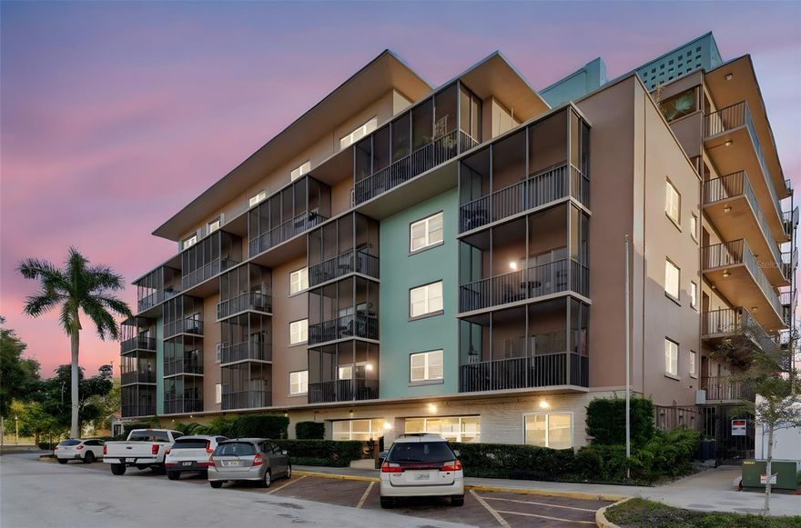 Enjoy downtown city living at its best in this 55+ building featuring secure lobby entry, a storage unit, laundry room, and balconies overlooking Mirror Lake. This well-designed and meticulously maintained 670 sq. ft. unit offers an open kitchen with dishwasher, granite countertops, breakfast desk, and a large pantry. The spacious bedroom provides ample closet space, complemented by a full bathroom with tub. Stunning terrazzo flooring flows throughout the unit, adding timeless Art-Deco inspired character. Additional features include new hurricane-impact windows and sliding doors leading to a large, screened balcony. Tenant pays cable and Wi-Fi, other utilities included. Background check is required and one-month security deposit. Pets permitted: up to two cats; no dogs per association