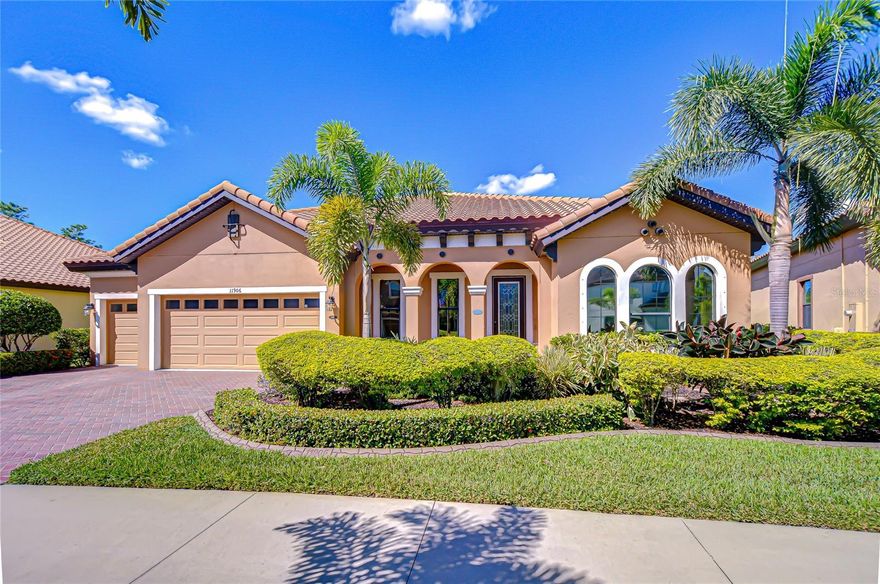 Get ready to fall in love with this STUNNING WestBay home in the prestigious gated community of Waterleaf in vibrant Riverview! Boasting 4BR/3BA plus a home office and bonus room, this residence features a thoughtful triple-split floor plan for ultimate privacy and is packed with high-end upgrades. From the paver driveway to the elegant exterior finishes, every detail exudes curb appeal and sets the stage for the beauty inside. Step outside to your amazing lanai, where a custom saltwater pool with sundeck and custom bar create the ultimate outdoor retreat. Surrounded by pond and tropical views, this space is perfect for entertaining or relaxing. When the sun goes down, the fun doesn’t stop—Gemstone architectural lights along the pool cage and landscape lighting make every evening magical. Inside, elegant French doors lead to a private office, while the chef’s kitchen dazzles with GE Profile appliances including a gas range, 42” cabinets, granite counter tops, massive island with bar seating, and a spacious pantry. The kitchen flows seamlessly into the breakfast nook and great room with in ceiling speakers, and sliders framing sparkling pond and pool views- creating the ideal indoor/outdoor living space. The luxurious primary suite features a huge walk-in closet, lanai access, and a spa-inspired bath with dual sinks, make-up vanity, and separate soaking tub and shower. Two additional bedrooms share a private bath, while a fourth bedroom and nearby pool bath make the perfect guest suite. A large bonus room at the back offers endless versatility and is pre-plumbed for a wet bar. Upgrades include Halo LED whole-house air purification system (2025), surround sound speakers with subwoofer (2024), overhead garage storage (2019), water softener system (2017), and epoxy-coated lanai (2024). Residents of Waterleaf enjoy ultra-fast WiFi and cable included, plus resort-style amenities: pool, clubhouse, basketball courts, playgrounds, dog parks, and scenic walking trails. Conveniently located near top-rated schools, shopping, dining, and I-75, this home truly has it all. A rare find in one of Riverview’s most sought-after communities—this home is unforgettable!