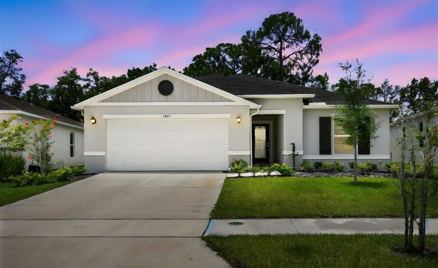 Located in Titusville on the Space Coast, this beautifully designed home shows like a model and is move-in ready!  Do you want more “bells and whistles” than a plain NEW home from the builder?  This owner added many upgrades, plus the home still looks brand NEW … why wait to build?!  Upgrades the Seller added since ownership include -  screened patio, rain gutters, fenced yard, removable metal hurricane shutters/storm panels, washer & dryer, and a Puronics whole-house water treatment & filtration system.   Walk past the beautifully landscaped front yard and enter the foyer through a gorgeous leaded-glass front door. This charming, single-story home showcases an open-concept layout with volume ceilings, stylish 18-inch tile flooring, and an expansive great room which is perfect for entertaining. The contemporary kitchen boasts a generous island, 36-in. upper cabinets, sleek Quartz countertops, and energy-efficient stainless steel Whirlpool appliances. The primary suite features a spacious walk-in closet and en-suite bath that offers a dual-sink vanity, 2 linen closets, and Glass walk-in shower with beautiful tile surround.   Split plan with an additional three bedrooms ideal for family, guests, or a home office.   Enjoy the convenience of a dedicated laundry room with washer & dryer included. Tile in the living and wet areas, and carpeted bedrooms. Outside, the screen patio overlooks the conservation view lot with privacy fence to block neighbors and wrought iron fence in the back to take in the quiet and private serenity of natural Florida, the perfect retreat for relaxation and outdoor gatherings.  Sprinkler system keeps the landscaping lush.  ENERGY STAR Certified Home!  … saves you money on utility bills. Top-of-the-line Carrier HVAC system.  This beautiful community did a fantastic job keeping abundant natural Florida landscape surrounding the residences with ponds throughout and wooded conservation areas. Verona is a wonderful community known for its modern features and amenities, and walkable green spaces. It has very low HOA dues and offers incredible amenities including a clubhouse, resort-style pool, splash pad, pickleball courts, playground, walking trails, and a fitness center coming soon. Fiber Optic internet available.  Close to all that the Space Coast offers, both employment centers and natural attractions including the Indian River Lagoon, multiple beaches, Kennedy Space Center, SpaceX, and Port Canaveral. Plus easy access to FL-528, SR-50, I-95, and US-1.