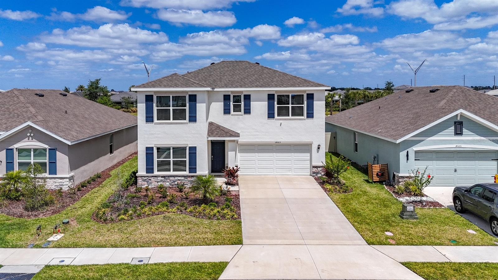 Gorgeous two -story concrete-block constructed home .! Located in Lakewood Ranch a master planned community .minutes to three major town centers, shops and restaurants . Neighborhood plazas. Hospital,schools, 150 miles of trails, cultural, attractions to give you endless options for daily life. Upon entrance you are warmly greeted by a bright floor plan seamlessly conecting the kitchen with the livingroom and leading to the inviting sunny backyard.Meticulous attention to detail is presented in the Chef’s Kitchen with granite countertops, freshly finished cabinets and stainless appliances , this floor also offers a bedroom, bathroom and easy access to the garage, the second floor opens up into a large bonus room fits to be an entertainment space also you will find an oversized master bedroom an en-suite bathroom and walking closet , laundry room perfectly situated between the other two bedrooms and the bathroom. Enjoy the community amenities: club house, tropical pool, playgrounds .
Seller upgrades: privacy Fence , extended patio, upgraded light fixtures, smart house , ADT alarm system, security cameras . HOA include irrigation, lawn care .!