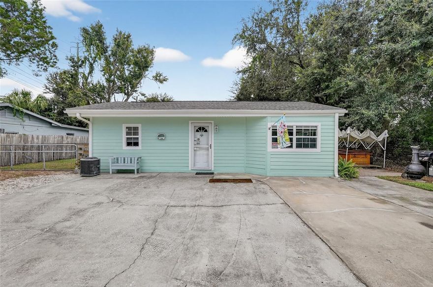 One or more photo(s) has been virtually staged. Welcome to this versatile two-bedroom, one-bathroom home in New Port Richey, offering the perfect blend of comfort and flexibility. Whether you’re looking for a residential retreat or a commercial opportunity, this property is ready to accommodate your needs. Recent updates include a 2025 AC system with new ductwork, a 2023 roof, a 2022 water heater, and a septic system pumped in 2022, providing peace of mind and modern convenience. Inside, the home features an open living room and kitchen combo, an indoor laundry room with additional storage, and a layout designed for easy living. Step outside to the fenced backyard, complete with a shed equipped with power and an exhaust fan, perfect for hobbies or extra workspace. The backyard also offers ample space to garden, grill, and enjoy the Florida sunshine. Located close to shopping centers, parks, and dining options, this property combines practicality, versatility, and a convenient location - ideal for anyone seeking a home with potential for commercial use. Schedule your showing today.
