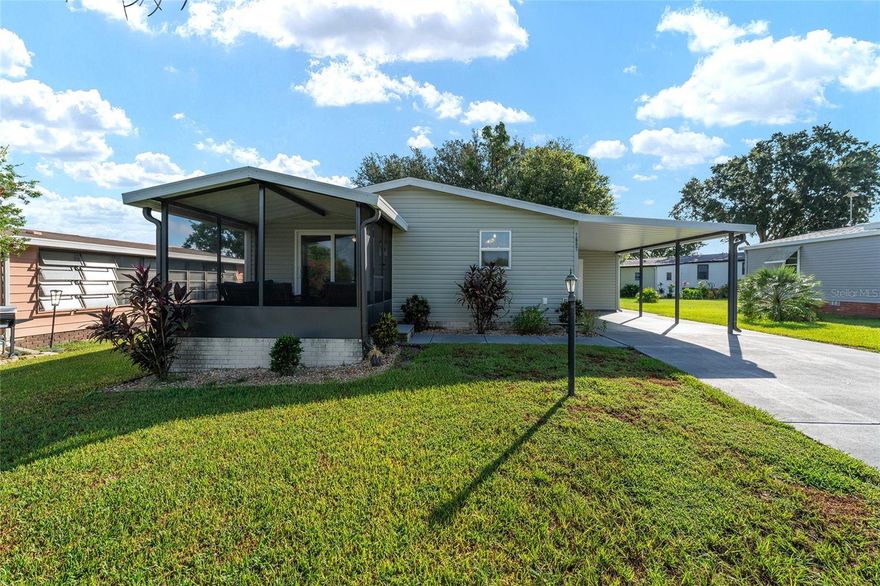Beautifully Remodeled Turn-Key Home in The Village of Country Club Hills. Welcome to this immaculate, fully remodeled home, ideally located in the heart of The Villages—just steps from the Hill Top Pool and Postal Station. Situated on a beautifully manicured lot, this move-in-ready gem offers over 1,040 square feet of thoughtfully designed living space with a highly sought-after open floor plan.Step inside and you’ll immediately notice the bright, airy feel created by vaulted knockdown ceilings and an abundance of natural light. The updated kitchen is a true highlight, featuring 36" soft-close upper cabinets, sleek newer stainless steel appliances, and an inviting layout perfect for entertaining.This charming home features 2 spacious bedrooms and 2 updated bathrooms, both boasting adult-height vanities and toilets for added comfort. The generous primary suite includes a walk-in closet to keep your space organized and clutter-free. Additional features include: 2021 Roof for peace of mind, 2016 A/C and Heating System, Oversized utility/laundry room with ample storage, Attached golf cart garage, Beautifully screened-in lanai—perfect for morning coffee or evening relaxation. Whether you're looking for a seasonal getaway, a full-time residence, or a low-maintenance second home, this property checks all the boxes. Located just a golf cart ride away from Spanish Springs Town Square, shopping, dining, and world-class golf, this home offers the ultimate in Villages living. Best of all, No Bond 


and it's being sold completely turn-key—just bring your suitcase, Don’t miss this opportunity—schedule your private showing today and start living the lifestyle you’ve been dreaming of!