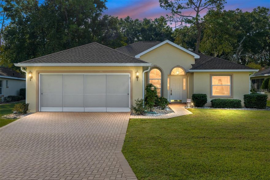 One or more photo(s) has been virtually staged. Where to start? This beautifully updated 2-bedroom, 2-bath home with a den (easily converted to a third bedroom) offers nearly 1,600 sq. ft. of living space and sits right on the 1st hole of the golf course. Featuring a 2-car garage, screened entry with paver driveway and walkway, and a 2021 roof with a brand-new 2023 AC, this home is truly turn-key. Step inside to soaring vaulted ceilings in the living room, wood laminate flooring throughout, and tile in both bathrooms. The master suite boasts a large walk-in closet, updated vanity with granite countertops, and direct access to the enclosed sunroom through sliding glass doors. The sunroom shines with elegant porcelain tile, while the French doors leading to the den add charm and flexibility. The eat-in kitchen is a chef’s delight with granite countertops, new appliances, and plenty of space to gather. A full-sized washer and dryer are conveniently located in the laundry room. This home blends comfort, style, and functionality—all with stunning golf course views. Service fees includes trash pickup, basic cable, 24-hour security, access to all community amenities, and maintenance of common areas and facilities, Lawn mowing, watering and fertilization. Residents of this community enjoy access to numerous amenities with six pools ( 1 indoor ), 5 Hot tubs - spanning across three different club houses! But it doesn't stop there.. Over a 150 clubs to join, two recently updated workout centers, Enjoy meals at the on-site restaurant or hit the greens at the community golf course. Plus, there's a dedicated dog park for your furry friends. This community ensures an active and fulfilling lifestyle. Don’t miss out on this opportunity to make this home yours!