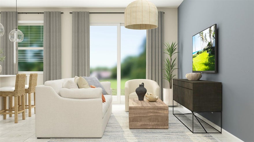 All photos have been virtually staged. Beautiful brand-new 3/2.5 townhome with an open-concept layout with a spacious kitchen, stainless steel appliances, a large island and a one car garage.