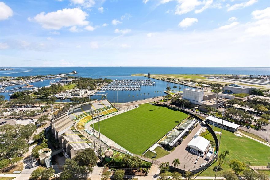 One or more photo(s) has been virtually staged. Vistas from downtown Tampa to the Don CeSar are yours to enjoy from the 21st floor of Saltaire – Downtown St. Petersburg's Latest Luxury Location! Completely new construction, this 3 bedroom plus den, 4 full bathroom condominium offers expansive size and sights! Saltaire 2101, an Azure South residence, enjoys the space you’re seeking as well as unencumbered views from Tampa to the St. Petersburg Pier to the open Bay and the Sunshine Skyway! Lock-and-leave living combined with multiple living spaces and all the room you need for guests provide the spaciousness of a single-family home but the simplicity and security of multi-family living. Enjoy the views of sunrise and boats zipping across Tampa Bay from the east and south facing terrace which has enough space for lounging or dining
alfresco. This condo boasts an array of luxurious finishes, including 24” x 48” matte-finish porcelain tiles throughout the entire unit. The kitchen, bathrooms and laundry room feature contemporary-European style cabinetry, in both high-gloss white and coastal woodgrain with extensive pullout drawers and storage in the kitchen. Exquisite quartz countertops are throughout, including a waterfall edge and bar top in the kitchen with upgraded Calcutta Gold quartz. Upgraded induction cooktop. Living room bar with undercounter wine fridge for hosting the perfect cocktail party. All showers feature frameless Euro-style glass doors. The den has been upgraded to include a door with translucent glass to allows for a private work-from-home space or a media room separate from the great room. Additional floor outlets in the living area have been added for ease of furniture and lighting placement. The unit is prepped to easily add motorized blinds and window treatments. Living room, den and all 3 bedrooms have 60” wall outlets ready to mount a television or create a media center. The unit provides two air handlers for zoned AC – and cooling towers and hot water is common to the building, the cost of which is included in the HOA! Offering two parking spaces near the elevator lobby and closet storage right outside the unit door, 2101 provides everything you are looking for in your
next home. Saltaire offers an array of amenities, including optional valet parking, a dedicated front desk staff, and on-site property management for ultimate convenience. Residents can indulge in the expansive pool deck, sun shelf loungers, multiple outdoor kitchen areas, and cabanas with stunning views of the waterfront. Stay fit in the well-equipped fitness area and workout studio, unwind in the news café, enjoy time with your furry companion at the 7th floor dog park, and entertain in the stylish club room. Elevate your expectations: Saltaire delivers on its promise of luxurious living and places you within blocks of St. Petersburg's vibrant urban core. Savor the city's offerings with waterfront views a few blocks away from the hustle of Central Avenue. Don't miss the opportunity to experience the new pinnacle of new construction luxury living in Downtown St. Petersburg. Schedule your exclusive private tour today!