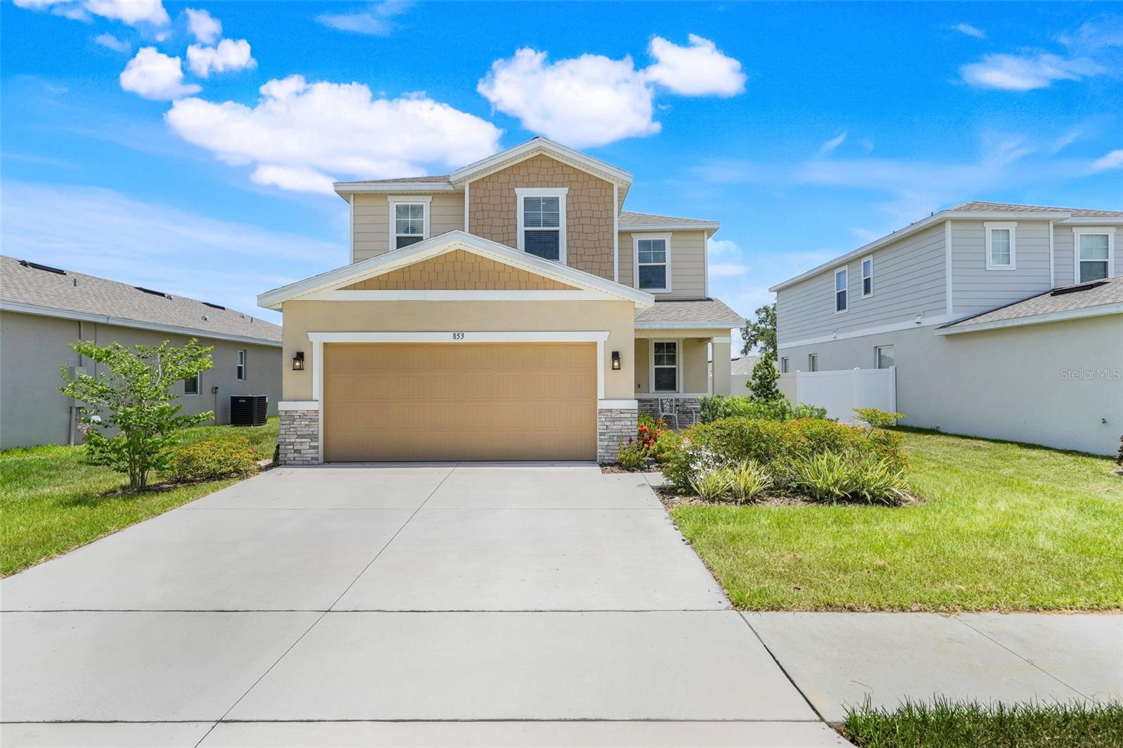 RENTAL AVAILABLE NOW! Welcome to 853 Blue Creek Drive in beautiful Haines City, Florida! Built in 2023, this stunning two-story home is located in the Seasons at Forest Creek subdivision. With 4 spacious bedrooms, 2.5 bathrooms, and 2,422 square feet of thoughtfully upgraded living space, this SMART HOME has everything you’re looking for—and more in a RENTAL!
As you enter, you’re greeted by a large foyer with soaring ceilings, raised panel doors, and oversized windows that lets in tons of natural light. The open-concept layout features ceramic tile throughout the main floor and all wet areas, and newer plush carpet throughout the upstairs. The flex room at the front of the home can be used as a formal dining room, office, or study, customizable to fit your needs. The heart of the home is the chef-inspired kitchen which overlooks the main living area and the covered lanai. It boasts 42-inch soft-close cabinets, a large island with quartz countertops, stainless steel appliances, a walk-in pantry, and plenty of storage throughout with multiple hall /linen closets and a large under-stairs storage space. Upstairs, you'll love the generous loft area—perfect as a second living room, media room, or play area. The primary suite and three additional bedrooms offers plenty of room, with three out of four bedrooms featuring walk-in closets, which is rare to find. The laundry room is also conveniently located on the second floor. Step outside to a covered lanai and a large backyard, perfect for relaxing, entertaining, or enjoying family time. The home is located across from the community playground and mailboxes, giving you more added convenience.
Forest Creek is a newer community developed in 2022. Located in Haines City, it offers easy access to Hwy 27, US-17, and I-4, making commutes to Orlando, Tampa, Davenport, and Winter Haven a breeze. You’re just minutes from local shopping, dining, airports, parks, golf courses, Bok Tower Gardens, and Central Florida's beautiful lakes and outdoor recreation areas—plus, you're a short drive to Orlando's world-famous theme parks.