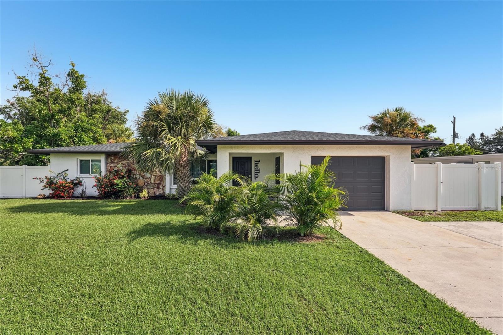 NO HOA, NO RESTRICTIONS, NO CDD. 2023 NEWER SHINGLE ROOF. Just under a mile from historic downtown Venice and minutes to pristine Gulf beaches, this 3-bedroom, 2-bathroom pool home is ideal as a primary residence, vacation retreat, or investment property. Inside, you’ll love the open, airy layout with waterproof, scratch-resistant laminate flooring, modern finishes, and a desirable split-bedroom plan. The renovated kitchen features granite countertops, stainless steel appliances, and flows seamlessly into the dining area and den. A spacious living room welcomes you in, while the covered lanai and heated, sparkling pool invite you to enjoy Florida living year-round. Two bedrooms share a stylish hall bath, while the 3rd bedroom boasts its own en-suite. The fenced backyard offers space, privacy, and sunshine, and the single-car garage includes laundry for convenience. Public water and sewer complete the package—no special districts, no restrictions, just the freedom to enjoy your home your way. Option to purchase fully furnished available.
