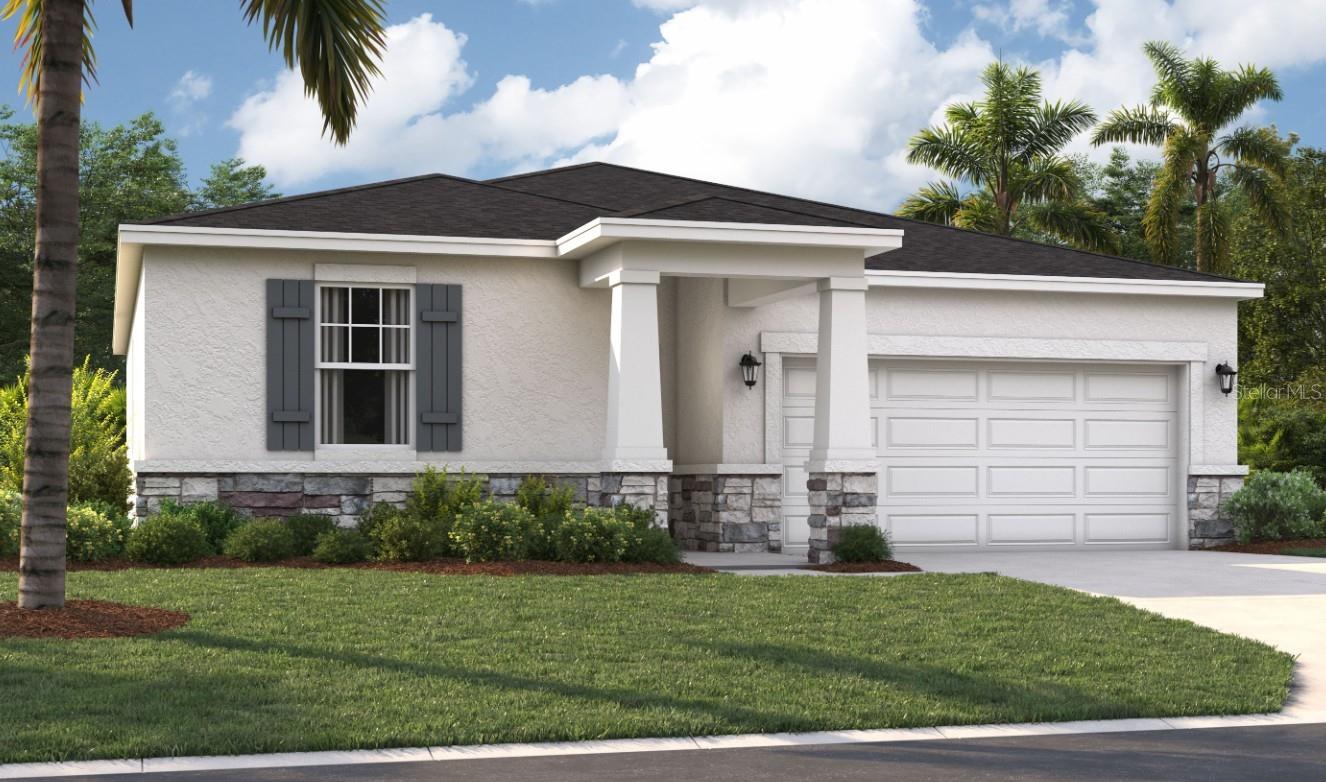 One or more photo(s) has been virtually staged. Under Construction. Stanley Martin presents affordable single-family homes at the Village at Windsor Reserve in Eagle Lake, Florida: an ideal combination of affordable living and an exceptional location near Highway 17, Lake McLeod, and Eagle Lake. Just four miles from vibrant downtown Winter Haven and a 15-minute drive from Legoland, this community offers easy access to Orlando attractions in less than an hour. Outdoor enthusiasts can enjoy options like boating, kayaking, and fishing on the Polk County Chain of Lakes. Featured in this community, the Juniper home seamlessly blends modern design with practical living. With four bedrooms, a well-appointed dual-sink bathroom, a large master suite, and an inviting open-concept kitchen and dining area, it focuses on comfort and convenience. Additionally, the home features a large garage and a covered outdoor lanai. Discover the perfect combination of affordability and style in this dream home.
The Quest plan has comfort and efficiency at top of mind! With an open floorplan and covered porch, you will find this home to be perfect for any homebuyer. 3 bedrooms and 2 full baths allow for top notch flexibility!
