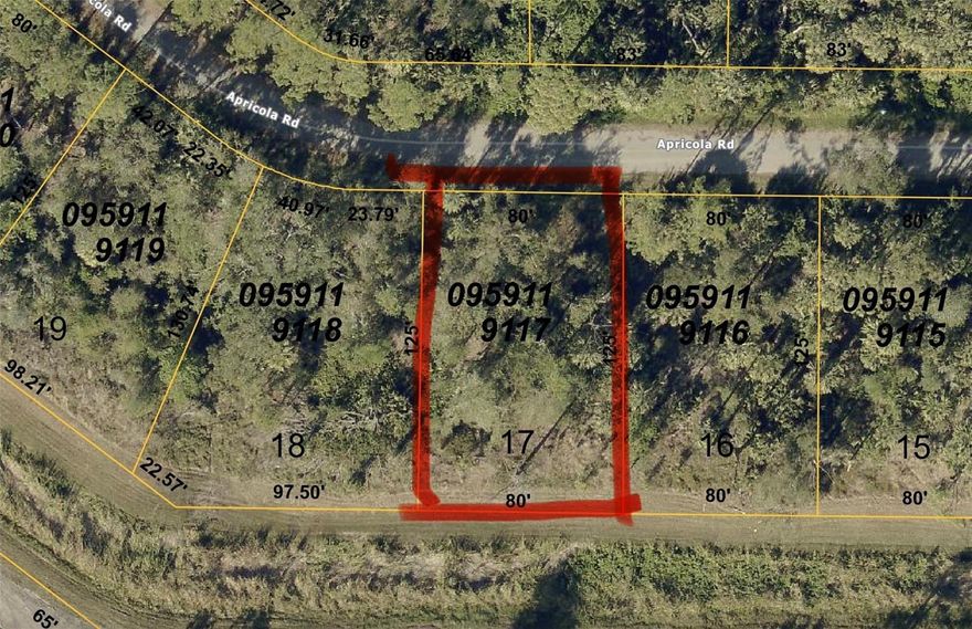 Vacant residential lot located on Apricola Road, zoned R1,  in a densely populated area of North Port, Florida, surrounded by few existing homes. Conveniently positioned near shopping, dining, schools, parks, and major roadways, offering easy access to everyday amenities.

This parcel presents an opportunity for future development or long-term investment in a growing Southwest Florida market with ongoing residential demand. North Port continues to expand, making land in built-out areas increasingly limited.

Buyer to verify zoning, land use, utilities, and any building requirements with the City of North Port.