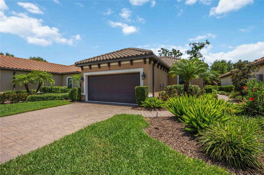 TURNKEY! Welcome to this beautifully appointed Taylor Morrison Roma model offering 2 Bedrooms, 2 Bathrooms, plus a versatile Flex/Den designed for today’s lifestyle. This exceptional heated, pool home is perfectly positioned to capture peaceful views of lush tropical landscaping and a privacy wall, creating your own private backyard retreat.  Inside, you’ll find luxury vinyl plank flooring throughout the main living areas, complemented by ceramic tile flooring in the bathrooms. Elegant tray ceilings, recessed lighting, plantation shutters in Dining Room and Flex/Den, window treatments, and smart home features enhance the home’s modern sophistication and comfort.  The gourmet kitchen is a standout with off-white cabinetry, striking black granite countertops, a glass tile backsplash, GE natural gas 6-burner range with double ovens, and a KitchenAid dishwasher — ideal for both everyday living and entertaining.  Bedroom 2 includes an en-suite option, with a door from the hallway that can be closed to create a private guest suite—ideal for visitors or multigenerational living. The Flex/Den features built-in cabinetry, providing the perfect space for a home office, den, or hobby room. The two car garage features built-in storage cabinetry to store beach accessories, tools, and more.  Located within the gated community of Bellacina by Casey Key, this home is just a short stroll from the spectacular amenity center, where residents enjoy a true resort-style setting. Community amenities include a full-time Activities Director with a vibrant monthly social calendar, an elegant clubhouse with catering kitchen and gathering room featuring a pool table, a 24-hour fitness center, and a heated resort-style pool with private cabanas, lounge chairs and umbrellas. Residents can also relax in the outdoor spa, gather around two fire pits, enjoy the outdoor grilling area, or stay active with bocce ball, cornhole, four lighted pickleball courts, and a Har-Tru tennis court. Additional features include a playground, scenic walking paths throughout the neighborhood, two fenced dog parks, and private access to the renowned Sarasota to Venice, Legacy Trail.  Perfectly positioned for enjoying the best of Florida living, Bellacina is just a 10-minute golf cart ride to Nokomis Beach, nearby shopping, restaurants, and local ice cream shops. The community is also conveniently located only 5 miles from Venice Island, approximately 20 minutes from world famous Siesta Key, and 30 minutes from downtown Sarasota and Sarasota-Bradenton International Airport.  Offering the perfect blend of luxury, convenience, and coastal charm, this home captures the very best of the Florida lifestyle.