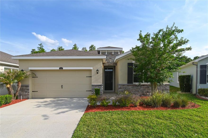 This amazing DREAM HOME is located in the gated community of Union Park in Wesley Chapel. This popular floor plan features 4 bedrooms and 2 bathrooms. Entering the house is the wide foyer, which leads to the main living area, with a kitchen/dinning/living room combo open style. The kitchen features a grand island, a spacious storage spaces. The grand living room looks to the gorgeous conservation view. Walking out of the glass sliding doors is the screened in lanai where the family can enjoy the beautiful lawn and woods. The yard is large enough for an extended screen enclosure. The master bedroom has two walk-in closets and a view to the conservation. The master bath has two sinks and a glass-enclosed shower. The laundry room has enough space to build a future ironing station. The property is setting on a large lot and has extra driveway space for parking. Union Park has two clubhouses, and a beautiful trail. The club house has two pools, a splash park, a basketball court, and there is a playground near by. The community has convenient access to I-75, the Grove/Crates, Wiregrass Mall, Tampa Premium Outlets, and so much more!! HOA includes lawn service, high speed internet and cable.