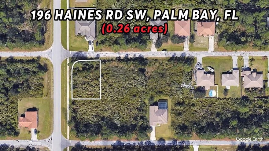 LOCATION LOCATION LOCATION Welcome to your dream house's perfect lot!! Nestled in the desirable Port Malabar community, this 0.27-acre CORNER LOT offers a prime opportunity for your future home or investment. Surrounded by natural beauty, it combines tranquility with convenience, providing easy access to shopping, dining, schools, and recreational facilities. The stunning Space Coast beaches are just a short drive away, perfect for enjoying Florida’s coastal lifestyle. This spacious lot is ideal for a custom-built home. With rising property values and no HOA restrictions, it’s an excellent investment. Conveniently located near the Palm Bay Aquatic Center, Florida State College, Kennedy Space Center, and Brevard Zoo, with quick access to I-95 and Florida’s Turnpike. ADJANCENT LOT ALSO FOR SALE!