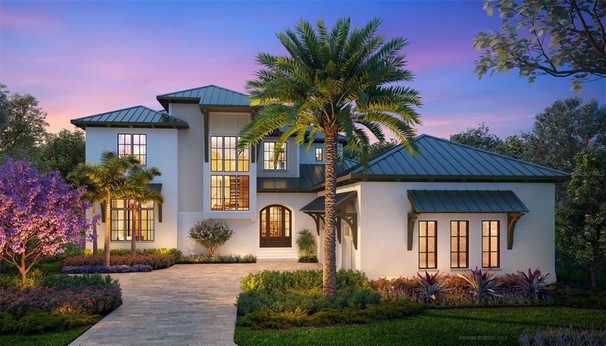 Under Construction. Being expertly built by Issa Homes, and located in the new Cromwell expansion at Lake Nona Golf & Country Club, this luxurious custom home is perfectly situated with direct access to the Club’s amenity base, The United States Tennis Association’s National Campus, and Lake Nona’s Town Center.  
The contemporary, coastal residence features five bedrooms, five full and two-half baths ranging over an open 4,625 sq. ft. floor plan that welcomes guests with a two-story foyer, a grand great room, floor-to-ceiling fireplace, and serene views across the pool and spa.  The home’s design accommodates an expansive owner’s suite, with two generous closets, and a flexible ensuite study or guestroom also located on the main level.
Wood floors and stunning beams span into the gourmet kitchen, which features a custom island with a drop down eat-in table, and floating open shelves. Expansive sliding glass doors open to a large, covered lanai with a full summer kitchen anchored by an outdoor fireplace with floating hearth, making this the perfect gathering spot for entertaining or a private retreat throughout the year.
Additional features include: Scullery Kitchen, Elevator, Second Floor Loft and Three-Car Garage.
