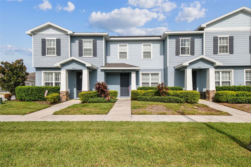 One or more photo(s) has been virtually staged. Effortless Living Meets Timeless Style in the Coveted Asturia Community.

Welcome to this impeccably maintained 3-bedroom, 2.5-bathroom townhome nestled in the heart of the highly desirable Asturia neighborhood. Built with durable concrete block construction on the first flooor with wood framing on the second, this home offers lasting quality and peace of mind. With a detached concrete block 2-car garage, oversized driveway, and your own private paver patio, you’ll enjoy both impressive curb appeal and everyday convenience.

Step inside to discover an open-concept main floor designed for modern living. The spacious living and dining areas flow seamlessly together, creating an ideal space for entertaining or relaxing with family. A conveniently located half bath adds functionality, while the heart of the home—the stunning chef’s kitchen—boasts stainless steel appliances, a gas stove, 42-inch upper cabinets, granite countertops, a stylish farmhouse-style backsplash, and a large island with a weathered wood front that brings rustic charm and practicality.

Smart design continues throughout with thoughtful upgrades including a GAS dryer (with electric/gas hookups), elegant Behr paint, and wood blind window treatments on every window. For added convenience and peace of mind, the home also includes a MyQ smart garage door opener.

Step outside into your private courtyard retreat, featuring an extended paver patio—perfect for enjoying morning coffee, hosting weekend gatherings, or simply soaking in the Florida sunshine.

Upstairs, the generously sized primary suite offers a true escape with a large walk-in closet and a spa-like en-suite bathroom. Two additional bedrooms, a full bathroom, and a dedicated laundry area round out the second floor—designed to accommodate the needs of the whole family with comfort and ease.

Residents of Asturia enjoy access to resort-style amenities including a luxurious pool, state-of-the-art fitness center, scenic walking trails, and a beautifully designed clubhouse. Ideally situated just minutes from upscale shopping, fine dining, top-rated hospitals, and entertainment venues, this location also offers quick access to SR 54 and the Suncoast Parkway (589) for an easy commute to Tampa and surrounding areas.