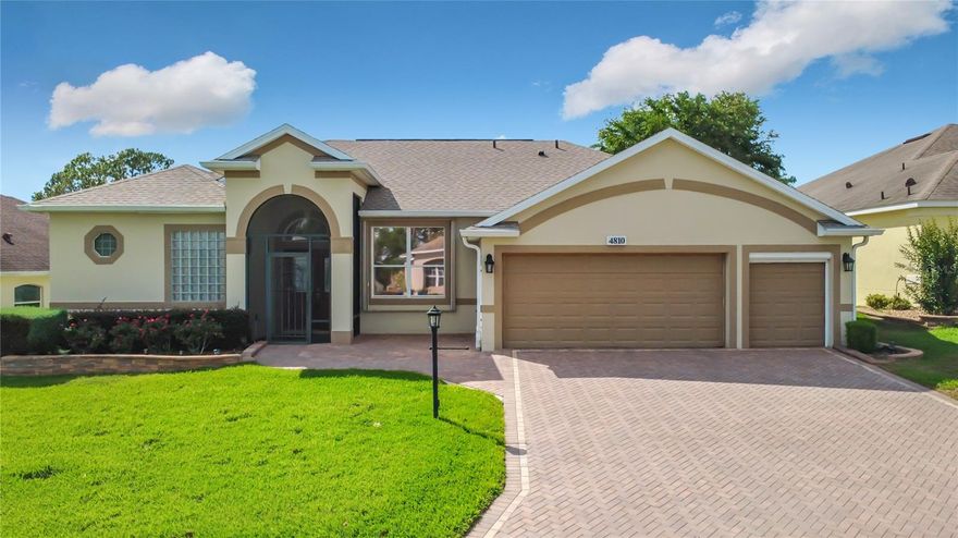 One or more photo(s) has been virtually staged. Welcome to an exquisite Bird of Paradise residence, gracefully positioned within the prestigious Sable Ridge Village—an enclave celebrated for its refined homes, manicured landscapes, and sweeping golf course vistas. Perfectly situated along the 12th tee of the Cranes Roost Golf Course, this exceptional property offers panoramic views on both sides of the street, creating a truly rare and serene setting.
Recently enhanced with a new roof, HVAC system, and water heater (all 2025), the home seamlessly blends modern peace of mind with timeless elegance. From the moment you enter, you are greeted by sophisticated architectural details, including plantation shutters and crown molding, elevating every space with understated luxury. The private primary suite serves as a tranquil retreat, featuring direct access to the expansive patio, a generously appointed walk-in closet, and a spa-inspired bath complete with dual vanities, a soaking tub, and a spacious walk-in shower. Thoughtfully designed, the guest quarters are positioned on the opposite side of the home, offering privacy and comfort for family and visitors alike. Designed to embrace the Florida lifestyle, the oversized outdoor living area is an entertainer’s dream. A covered Sunbrella lounge space and private hot tub invite you to unwind while enjoying peaceful golf course views and year-round sunshine.
At the heart of the home, the open-concept floor plan is filled with natural light and effortless flow. The gourmet kitchen is both functional and elegant, featuring 42-inch cabinetry, a closet pantry, stainless steel appliances, Corian countertops, and a beautifully upgraded breakfast bar finished in leathered granite. Additional highlights include a spacious indoor laundry room with abundant storage, an oversized 2.5-car garage, and a brick paver driveway that enhances the home’s impressive curb appeal. This distinguished residence offers a rare opportunity to experience elevated living in one of the area’s most desirable communities—where luxury, comfort, and breathtaking surroundings come together in perfect harmony. the Plantation at Leesburg is a  Premier 55+ Active Lifestyle Community. Enjoy leisurely rounds of golf on two beautifully maintained 18-hole championship courses, or stay active on lighted tennis courts perfect for evening matches. Unwind by one of three sparkling pools and Jacuzzis, or embrace a healthy lifestyle with access to world-class fitness centers, volleyball, and pickleball courts. With over 100 planned activities each week, there’s always something exciting to look forward to—whether it’s social gatherings, fitness classes, or hobby clubs. The community is set against a backdrop of scenic, landscaped boulevards and tranquil lakes, offering the perfect setting for fishing, walking, or simply relaxing in nature.Three expansive clubhouses serve as hubs of activity and connection, while an on-site restaurant offers delicious dining just steps from your door. At The Plantation at Leesburg, everything you need to enjoy a vibrant, fulfilling lifestyle is right at your fingertips.