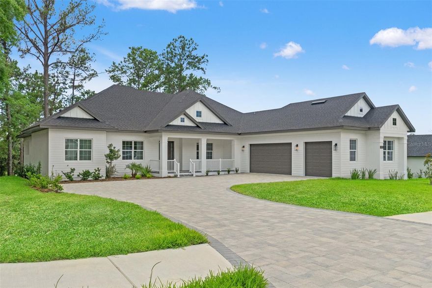 Discover refined luxury in this brand-new, move-in-ready home, ideally situated on the golf course with serene fairway views. This 3-bedroom, 3-bathroom residence features a well-designed split open floorplan, including a versatile flex space or office, tailored for modern living and effortless entertaining. The chef's kitchen, equipped with high-end appliances, contemporary finishes, and ample prep space, simplifies cooking and hosting. The master suite offers tranquil golf course views, a spacious walk-in closet, dual vanities, a soaking tub, and a separate shower. A fully equipped outdoor kitchen with a gas grill, sink, and refrigerator enhances al fresco dining. The open-concept living area, with premium finishes, high ceilings, and abundant natural light, balances elegance and functionality. An oversized paver driveway and 3-car garage provide substantial parking and storage, while a spacious laundry room, complete with washer and dryer, adds convenience. This home blends sophistication and practicality in an exclusive golf course community. Call today to schedule a private tour.