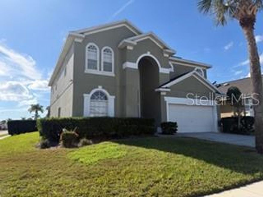 In the Four Corners area at Clermont, this two-story Single Family Home is  located in Glenbrook community, ideal to be used as your own residence, vacation home or for short term vacation rental. This corner lot property features 7 bedrooms, 4.5 baths, formal living-dining room, kitchen with huge pantry and stainless steel appliances, bright kitchen breakfast and family room area with double sliding glass doors giving access to the private pool-spa, private screen, huge lanai. 2 car garage. There are two Master Suites, one located on first floor features sliding glass door to access pool area and lanai, huge walking closet and adjoining master bath with walking shower, dual vanities and garden tub.  Second Master suite is located upstairs with large walking closet and tub shower. NO CARPET. Glenbrook offers plenty of fun amenities, including a club house with media room, business center and fitness, community pool, tennis court, volleyball court and playground. HOA dues includes cable, internet, trash removal and your lawn service.  NO CDD. Minutes to Disney World and other theme parks, dining, shopping, water park 10 min away,  major highways. Schedule you appointment today. m