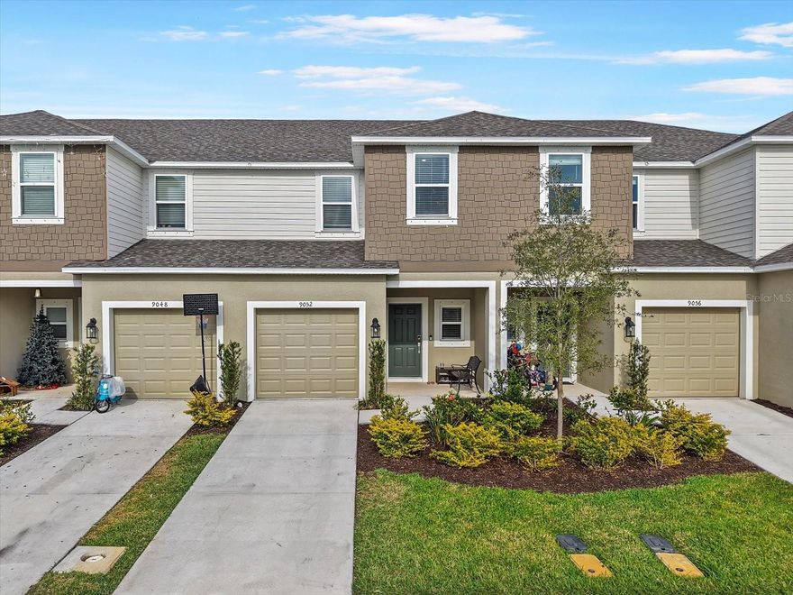 One or more photo(s) has been virtually staged. Experience the ultimate Florida lifestyle in this stunning 3-bedroom, 2.5-bathroom end-unit townhome nestled in the highly sought-after Skye Ranch community of Sarasota. This nearly new residence is full of natural light, offering a bright and airy atmosphere that perfectly complements its modern open-concept design. The first floor is elegantly finished with durable tile flooring, while the second floor features cozy carpeting for a comfortable retreat. The heart of the home is a stylish kitchen featuring premium quartz countertops and a full suite of stainless steel appliances. A large island with a large breakfast bar for a quick meal makes the space functional and luxurious.  A walk in pantry and a large eat in area in the kitchen creates a gourmet kitchen space that is perfect for the entertainer. This open-concept space flows seamlessly into the living areas, making it ideal for both daily life and entertaining.
Upstairs you will find spacious bedrooms and well-appointed bathrooms, including a primary ensuite with a modern walk-in shower with an expansive walk in closet. Also enjoy a peace of mind during Floridas storms with hurricane shutters.
Life in this community feels like a year-round vacation with access to resort-style amenities that include three community pools and relaxing spas, and a toddler playground area. Stay energized with on-site tennis, pickleball, and shuffleboard courts, or explore the great bike and walking paths that wind through the neighborhood's 1,000-plus acres. You are perfectly positioned close to an active clubhouse which even features an on-site restaurant and cafe for easy dining. Your furry friends will also love the dedicated pet parks.
This townhome offers an unbeatable balance of natural beauty and urban convenience, situated just minutes from daily needs like the upcoming 20-acre central village featuring a Publix, coffee shops, and restaurants. You are a short drive from the world-famous quartz sands of Siesta Key and the tranquil shores of Venice and Lido Key beaches. Nature lovers can explore the nearby Myakka River State Park, the Celery Fields, or the breathtaking Marie Selby Botanical Gardens. Families will appreciate being part of the A-rated Sarasota County School District, with the brand-new Skye Ranch K-8 school located right within the community. Whether you are looking for a full-time residence or a seasonal getaway, this townhome checks each and every box!