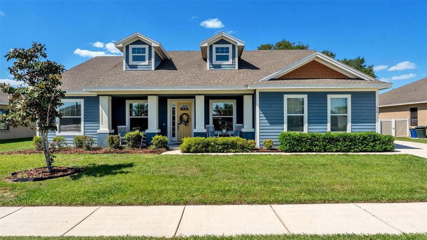 Prepare to be impressed by this exquisite Rockingham II model. Set apart by its sought -after Craftsman elevation and an elegant side-load garage, this 4-bedroom, 3-bathroom residence offers spectacular curb appeal that hints at the designer quality waiting inside. Step inside to a bright, open space defined by soaring 12 ft high ceilings throughout. The home's "two distinct flooring" design is a standout feature: sleek, durable luxury vinyl plank guides you through the main living, dining, and workspace areas, while pristine tile flooring defines the high-traffic kitchen, nook and baths. Host memorable dinners in the dedicated formal dining room, which showcases a striking, deep green board and batten accent wall and a rustic linear cage chandelier. The kitchen is a true centerpiece with sparkling granite countertops, upgraded cabinetry, classic subway tile backsplash, and a breakfast bar. The open great room offers direct access to the spacious fully fenced back yard through beautiful French doors. The versatile dedicated office space or Den is ideal for work-from-home or a formal living room. The laundry room of your dreams is an unexpected joy, featuring a whitewashed brick look accent wall, pipe-frame open shelving, a second refrigerator and premium stainless front-load machines. Located in the heart of desirable Bartow, this home offers the ideal balance of serene suburban living and proximity to local schools, parks, and historic downtown "City of Oaks." Don't miss the opportunity to see this stunning home in person, schedule your private showing today.