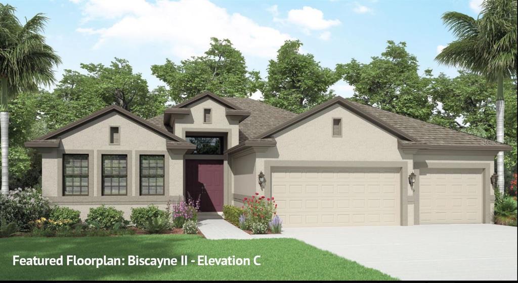 Pre-Construction. To be built. To Be Built - This new construction home is being built in a brand new gated community consisting of 12 estate size homesites in sunny Palm Harbor. Sutherland Estates is primely located near a variety of local amenities, is included in Palm Harbor's golf cart zone and is zoned for the well sought out Palm Harbor University High School. The Biscayne II provides you with all the convenience of single-level living in an expansive, comfortable open floor plan. You will enjoy an open concept design with a large leisure room and attached lanai, eat-in kitchen and a bright dining room. The primary bedroom with its tray ceiling has a large primary bath featuring his and hers walk-in closets and vanities, in addition to a soaking tub and separate shower. Two additional bedrooms plus a den/fourth bedroom round out the sleeping areas. A 3-car garage completes this exciting home. Interior/exterior color selections can be chosen by buyer!