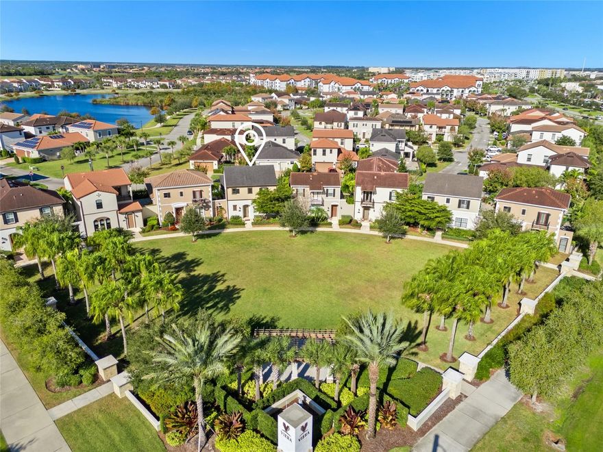 Overlooking the park in desirable Arrivas Village, this well-positioned home offers comfort, function & everyday convenience in one of Viera’s most walkable communities. Located just minutes from The Avenue Viera for shopping, dining & entertainment, and approx. 15 min. to the beach, this property delivers a lifestyle that balances location and livability. Designed for easy indoor-outdoor living, French doors open to one of the largest private paved courtyards in the community—ideal for entertaining, outdoor dining or relaxing in a low-maintenance setting. The kitchen features white cabinets, granite counters, SS appliances & gas range. Tile flooring runs through the main living areas, while all bedrooms offer carpet for added comfort. The 1st-floor owner’s suite provides privacy and convenience w/ a spacious bath including walk-in shower, soaking tub & French doors opening directly to the courtyard. Upstairs are 2 guest bedrooms, including one ensuite—perfect for guests or extended stays. Enjoy low-maintenance living w/ HOA covering lawn care & exterior paint. Community amenities include resort-style pool, playground & dog park. Additional features include impact windows (front & 2nd floor), hurricane shutters & plantation shutters. A well-located home offering space, functionality & a vibrant neighborhood lifestyle.