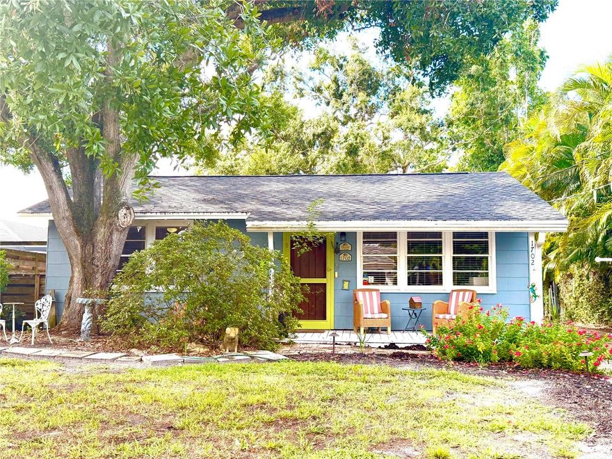 Step into this West of the Trail Charmer, Sarasota’s most sought-after neighborhood… where the canopy of mature trees, coastal breezes, and timeless architecture set the stage for an unparalleled lifestyle. Perfectly positioned just steps from Southside Village’s restaurants and boutiques, and only a short drive to Downtown Sarasota, the Bayfront, and the powdery sands of Siesta Key, this property places you in the very heart of it all.

This two-bedroom, two-bath gem effortlessly blends whimsy with warmth. Inside, recent updates bring fresh life to its character, while a raised ceiling in the living area adds volume and light. Adding to its timeless appeal are the Pecky Cypress walls - a rare Old Florida detail that infuses warmth, texture, and both a rustic and refined feel throughout. 

Out back, an enchanting outbuilding awaits— an above-garage air-conditioned studio makes a perfect bonus space!

Whether you choose to live in and love this property as it is, or design your own custom residence, this location is second to none. With its
“Old Florida” charm woven seamlessly into an urban lifestyle, West of The Trail continues to be the crown jewel of Sarasota living.

Roof - 2021, AC - 2017, Tankless Hot Water Heater - 2023