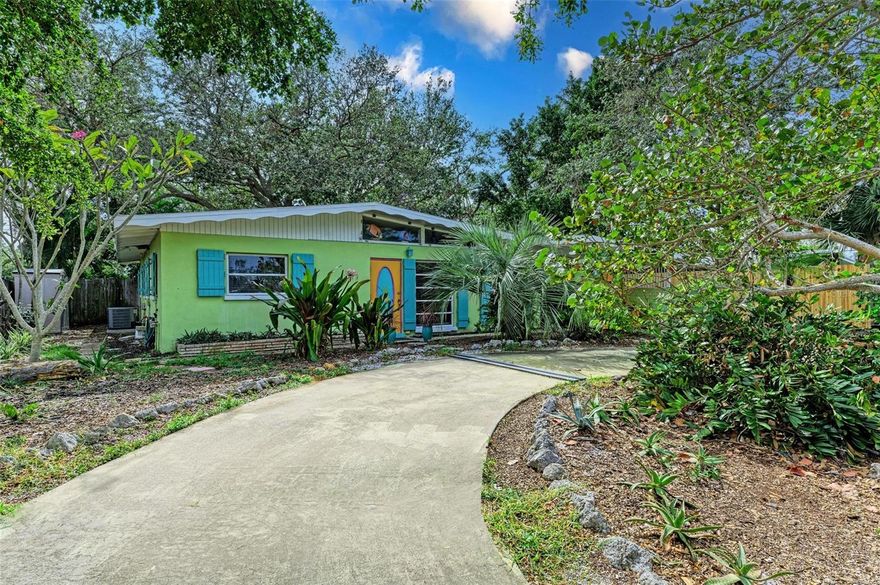 Midcentury-modern Sarasota retreat with classic gable windows and clean, retro lines—perfect for Airbnb investors: this light-filled 2-bed, 2-bath home (primary en-suite) pairs authentic MCM style with modern updates like granite counters, a breakfast bar, new washer/dryer, hurricane shutters, and extra storage for guests’ gear; the oversized screened lanai and low-maintenance Florida-friendly yard extend living space outdoors, while being inside City of Sarasota limits offers strong short-term rental potential minutes from downtown’s arts, beaches, shops, and restaurants. HVAC 2015. REROOF 2 LAYERS, SELF ADHERING MODIFIED BITMEN 2018. Cast Iron plumbing replaced and re-piped to pex in 2022.