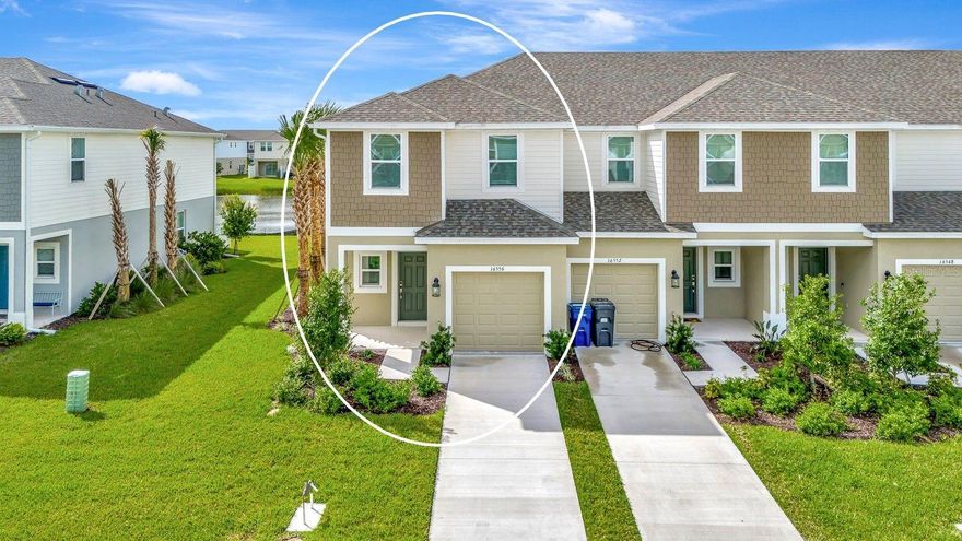 One or more photo(s) has been virtually staged. Annual rental located in the highly desirable community of Townhomes at Azario in Lakewood Ranch. As you enter this brand-new end unit, you’re welcomed by an open concept showcasing a chef’s kitchen adorned with rich cabinetry, gleaming granite countertops, and stainless-steel appliances, all overlooking the spacious living and dining areas.  Step outside to the patio, where you can enjoy your morning coffee or unwind in the evening while taking in tranquil lake views. A conveniently located half bath completes the first floor. Upstairs, the thoughtfully designed split-bedroom layout ensures privacy and comfort. The primary suite offers a peaceful retreat with a large walk-in closet, dual vanities, and a walk-in shower. Two additional guest bedrooms share a beautifully appointed full bath. A laundry area with a full-size washer and dryer is also located on the upper level for added convenience. An attached one-car garage provides secure parking and additional storage. Residents will enjoy access to community amenities, including a resort-style pool with cabanas and a dog park, all within a beautifully maintained neighborhood setting. This prime location offers easy access to top-rated schools, world-class beaches, shopping and dining, University Town Center, Sarasota-Bradenton Airport, medical facilities, I-75 and much more. Available for immediate move-in upon approval. Small dog accepted with pet deposit. Some photos have been virtually staged to help you envision how this beautiful home can look once furnished. Schedule your private showing today before this one is gone! First month of rent and one month of security deposit required.