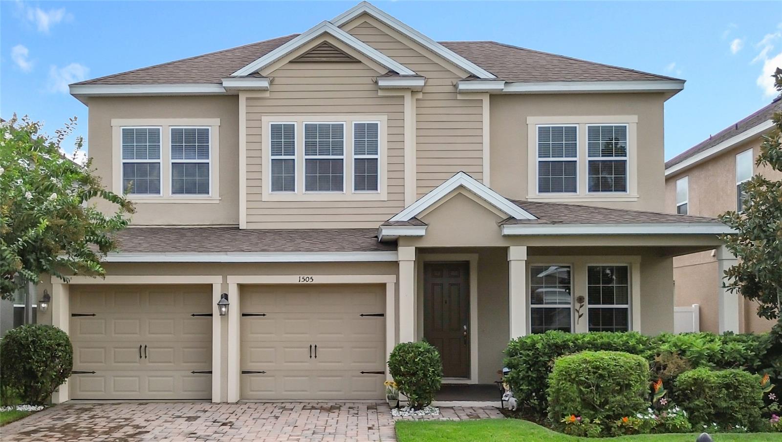 Discover your dream home in the coveted peaceful, family-friendly Turtle Creek community with LOW HOA and NO CDD. This beautiful two-story residence boasts 4 bedrooms and 3.5 bathrooms, with a luxurious master suite, conveniently located on the first floor. Upon entry, you're welcomed by High Ceilings and tiled floors, a formal living and dining room, and a convenient half bath. The heart of the home boasts an open-concept layout combining the family room, dining area, and kitchen—complete with stainless steel appliances, granite countertops, a pantry, and a spacious center island with seating and additional storage. The master suite has a Tray Ceiling, brand-new carpet, ample space for a seating area, and dual walk-in closets. Master bathroom has dual sinks, a soaking tub, separate shower, newly installed toilet, and a linen closet. Upstairs, three bedrooms each include their own walk-in closets, plus another linen closet and a loft/sitting area which add functional elegance. Practical amenities include a downstairs laundry, and sliding doors from both the family room and master suite that open to a screened, under-roof lanai for entertaining your guests or relaxing and enjoying the Florida weather. The paved driveway and under roof front porch add inviting curb appeal. This community is known for its well-maintained homes, community pool, dog park, playground, and walking trails. You are conveniently close to major highways, renown Lake Nona with various shopping, dining and medical facilities, downtown Saint Cloud and Saint Cloud waterfront are also close by.