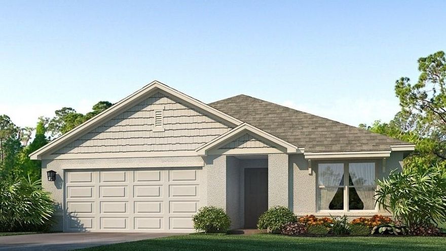 Under Construction. Receive up to $10,000 towards closing costs with the use of our preferred lender. This all concrete block constructed, one-story layout optimizes living space with an open concept kitchen overlooking the living area, dining room, and covered lanai. The well-appointed kitchen comes with all appliances, including refrigerator, built-in dishwasher, electric range, and microwave. The Bedroom 1, located at the back of the home for privacy, includes Bathroom 1. Two additional bedrooms share a second bathroom. The laundry room comes equipped with included washer and dryer. Pictures, photographs, colors, features, and sizes are for illustration purposes only and will vary from the homes as built. Home and community information including pricing, included features, terms, availability and amenities are subject to change and prior sale at any time without notice or obligation.