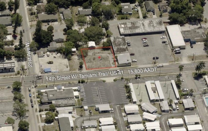 The opportunity is to purchase a quarter acre zoned for both residential & commercial uses on 14th Street W which has approximately
15,800 cars a day driving past the site. The parcel is cleared and fenced with approximately 100 feet of frontage on 14th Street and 118
feet of depth. The current form based code zoning of T4-0 allows for residential, multifamily, retail, office, parking lot, & medical.
Carwash is not allowed and self storage requires a special use permit.